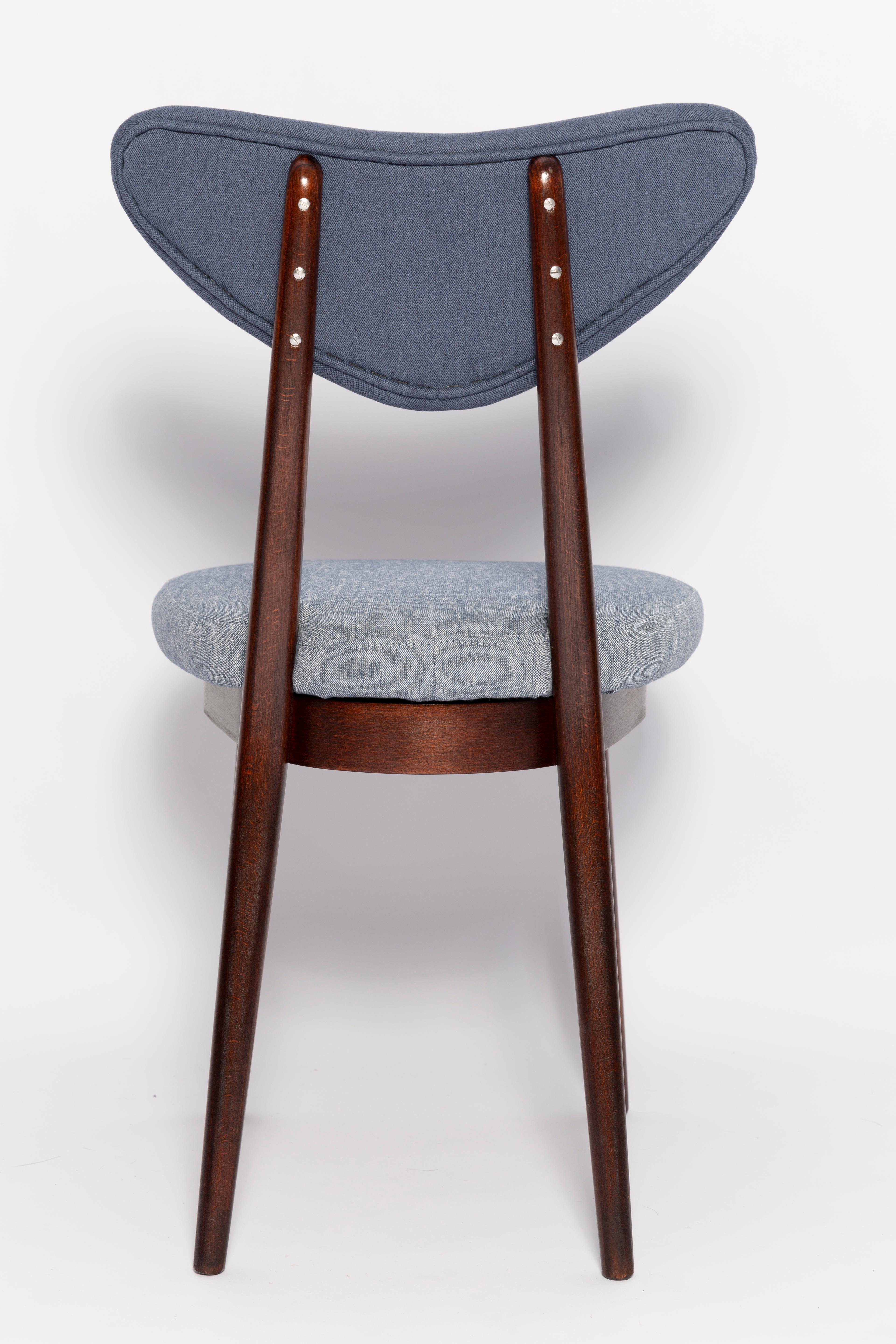 Midcentury Light and Medium Blue Denim Heart Chair, Europe, 1960s For Sale 2
