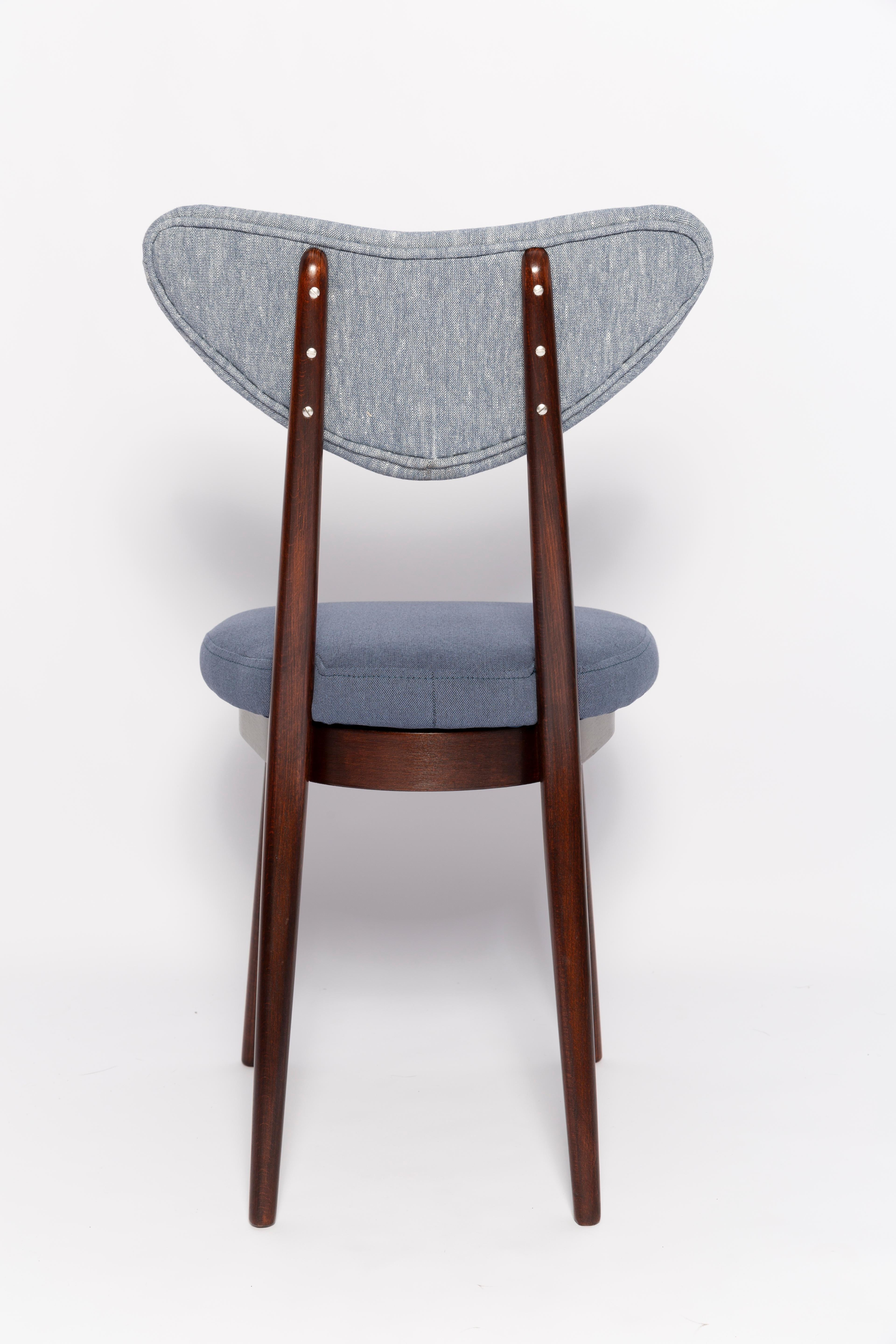 Mid Century Light and Medium Blue Denim Heart Chair, Europe, 1960s For Sale 3