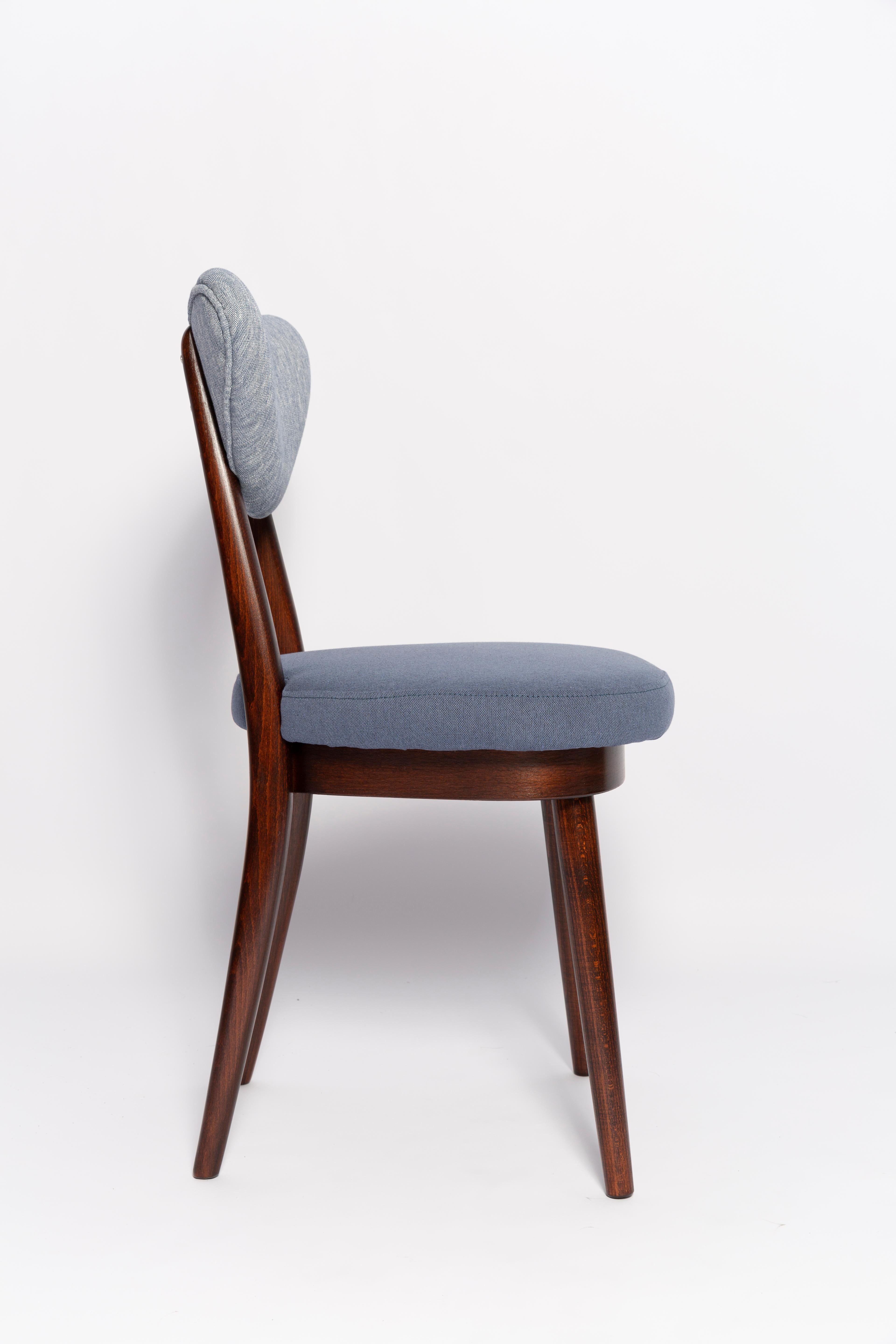 Mid Century Light and Medium Blue Denim Heart Chair, Europe, 1960s In Excellent Condition For Sale In 05-080 Hornowek, PL