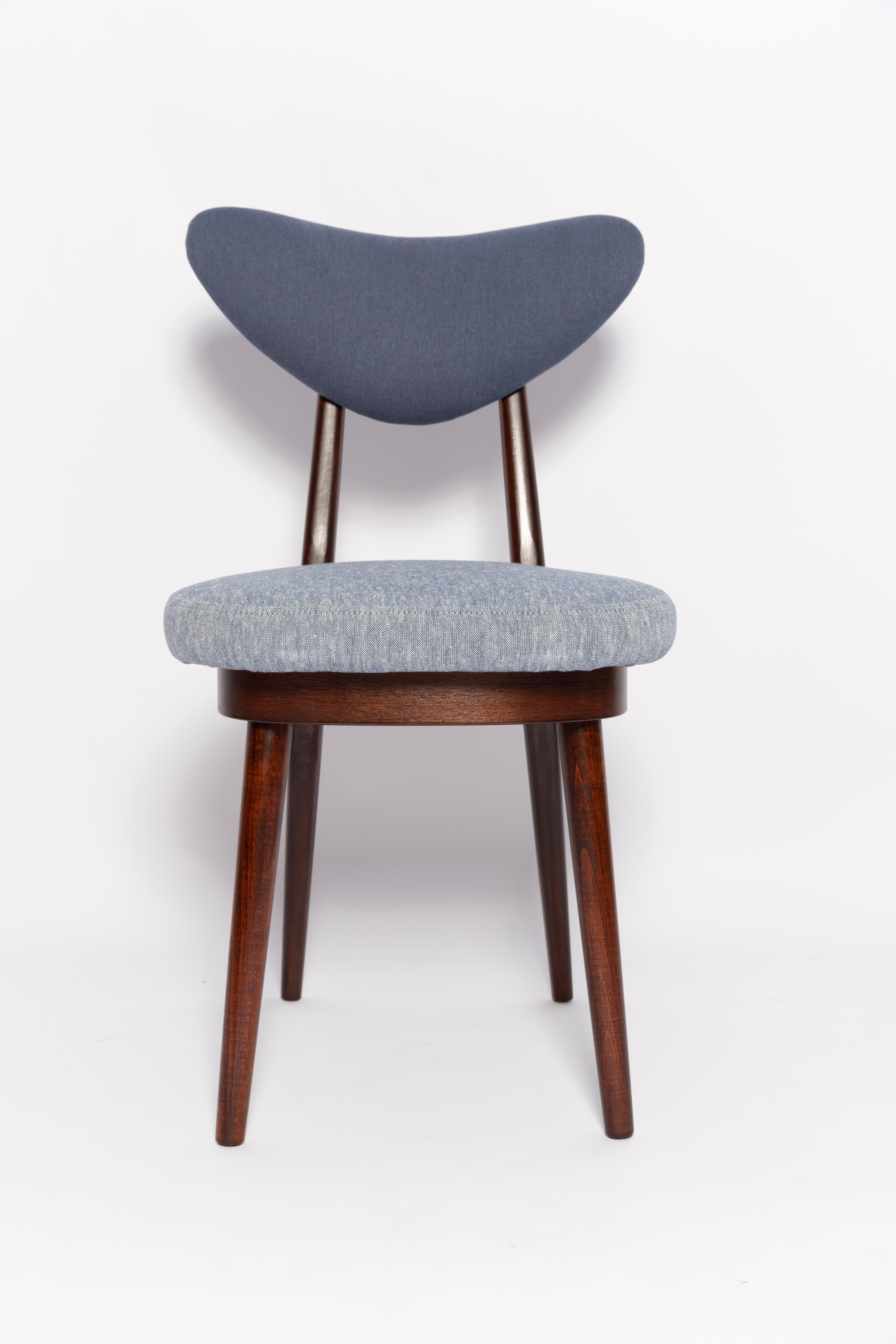 20th Century Midcentury Light and Medium Blue Denim Heart Chair, Europe, 1960s For Sale