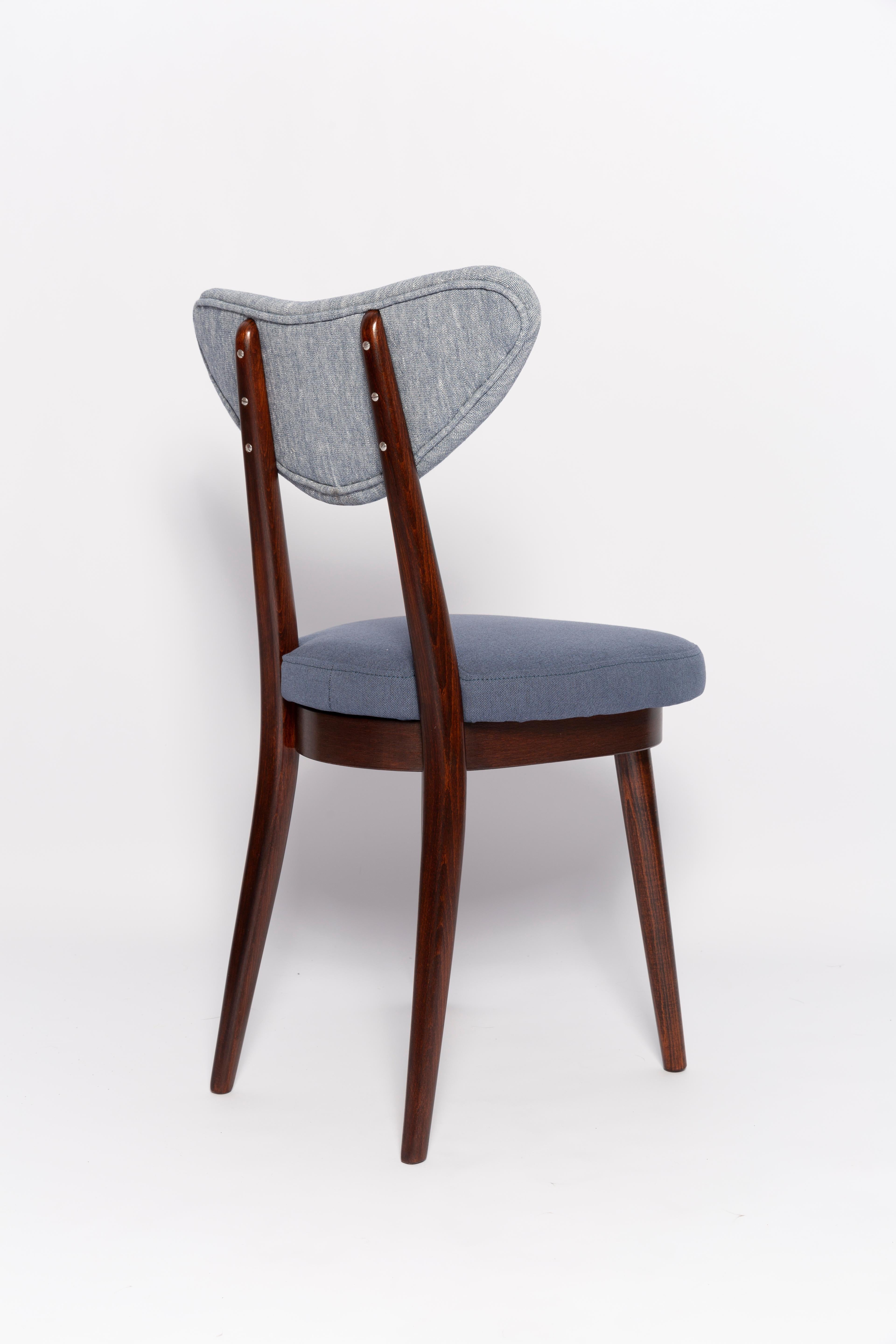 20th Century Mid Century Light and Medium Blue Denim Heart Chair, Europe, 1960s For Sale