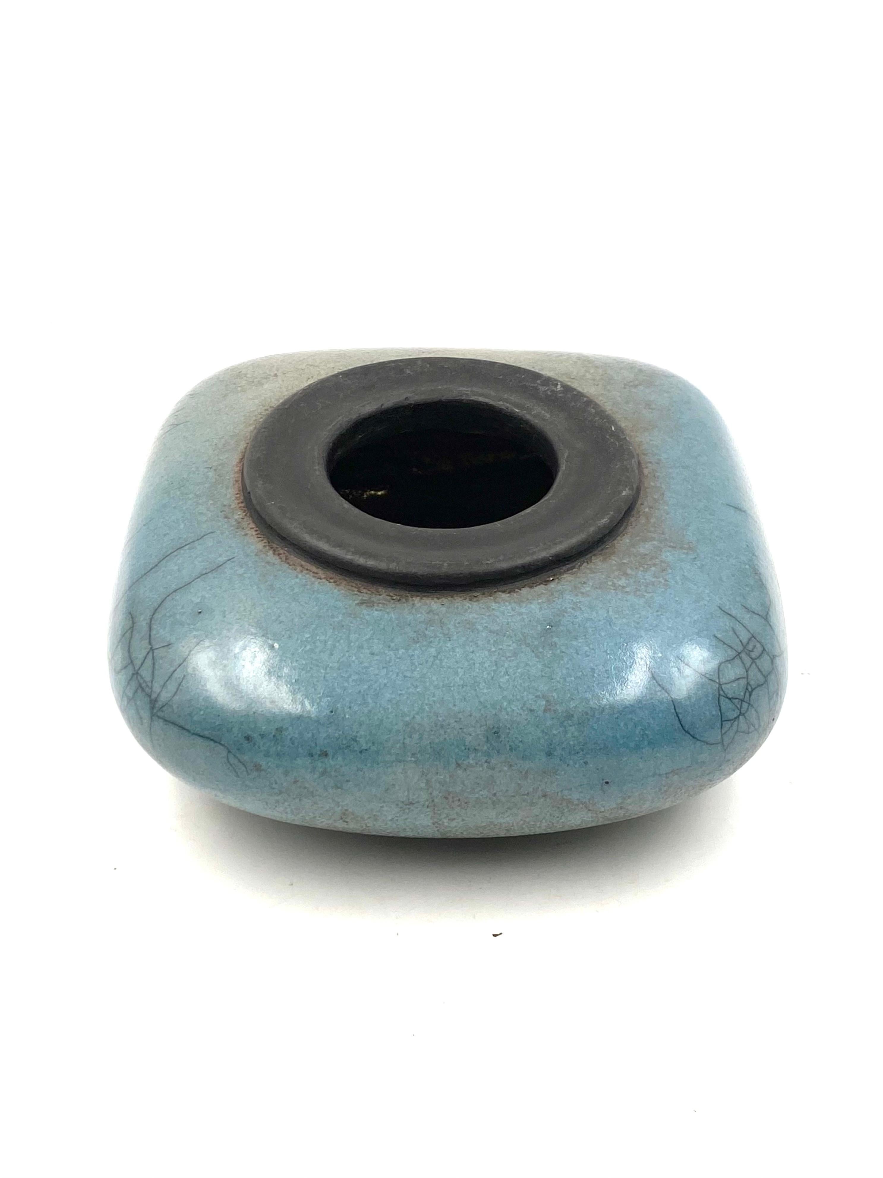 Midcentury Light Blue Ceramic Vase, France, 1960s 4
