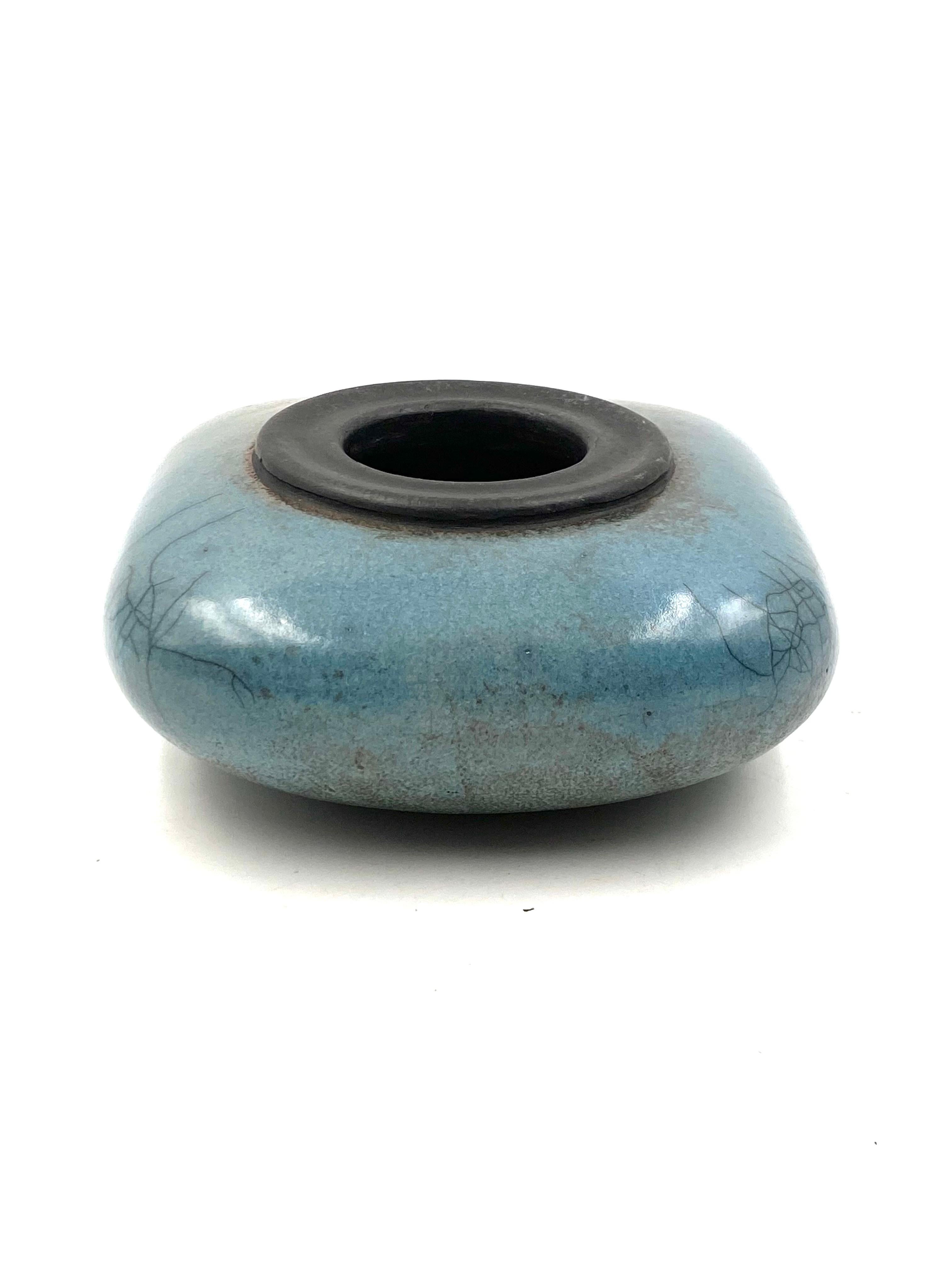 Midcentury Light Blue Ceramic Vase, France, 1960s 5