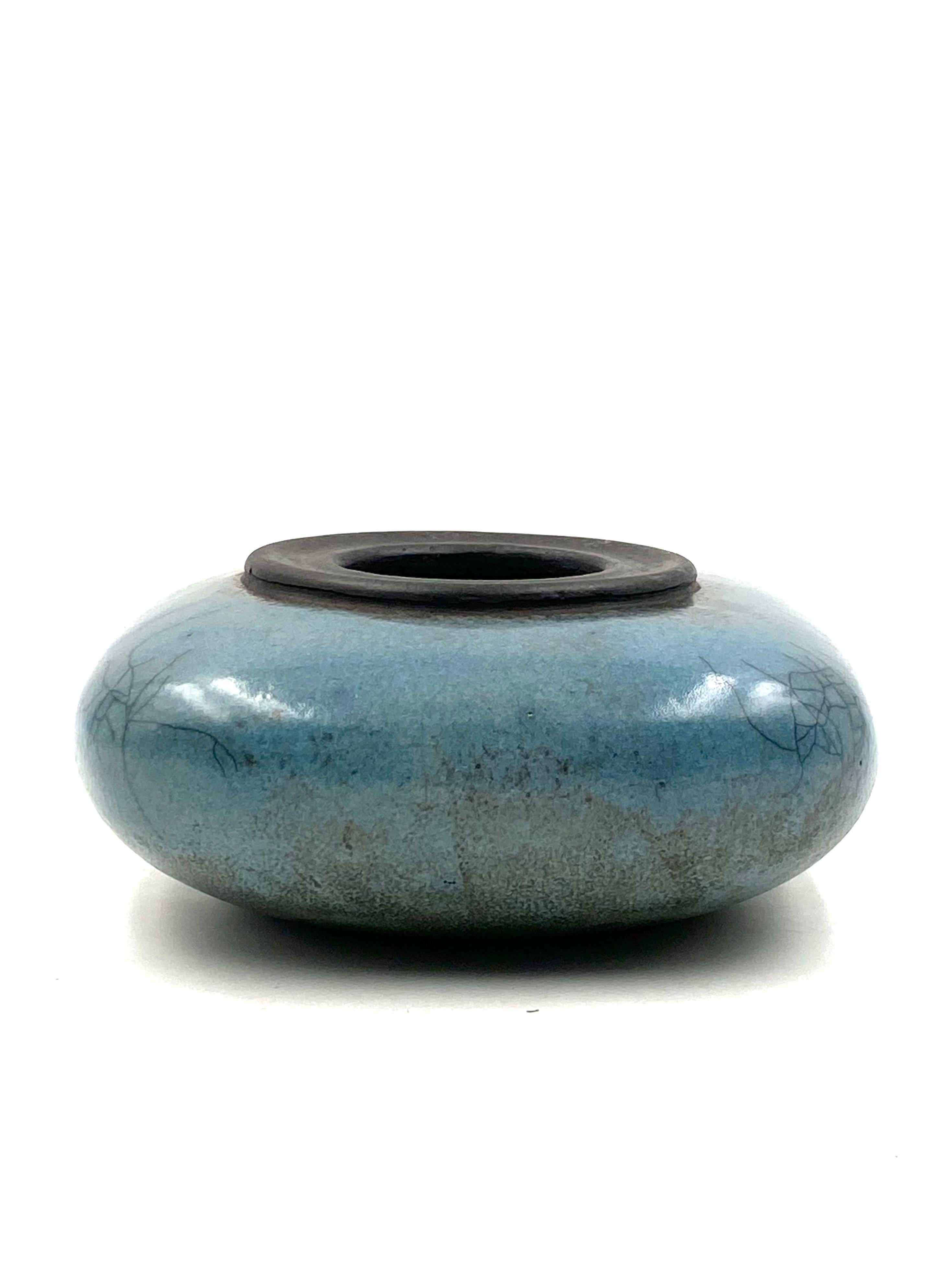 Midcentury Light Blue Ceramic Vase, France, 1960s 6
