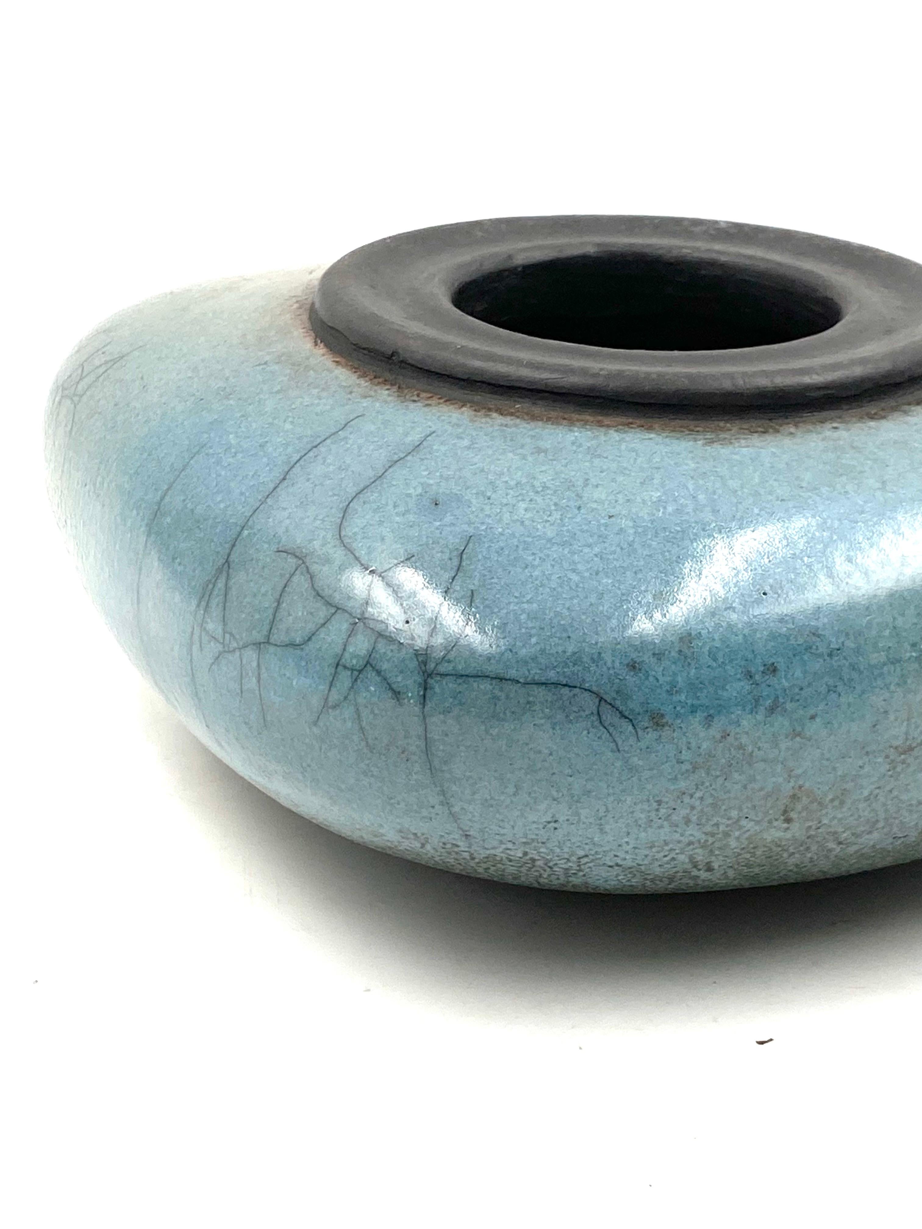Midcentury Light Blue Ceramic Vase, France, 1960s 7