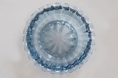 Mid Century Light Blue Crystal Glass Ashtray, Italy, 1970s