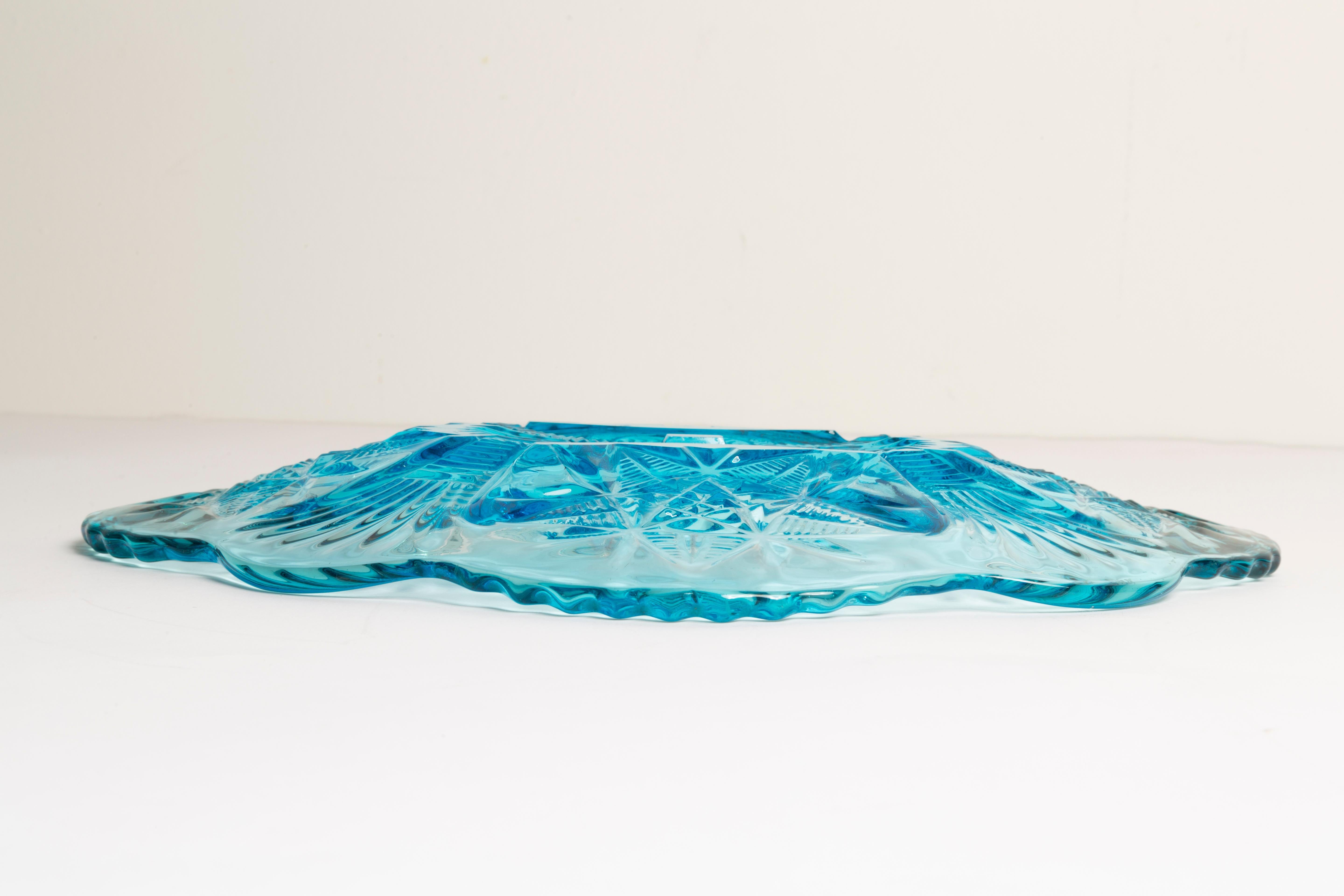 Midcentury Light Blue Decorative Glass Plate, Italy, 1960s For Sale 3