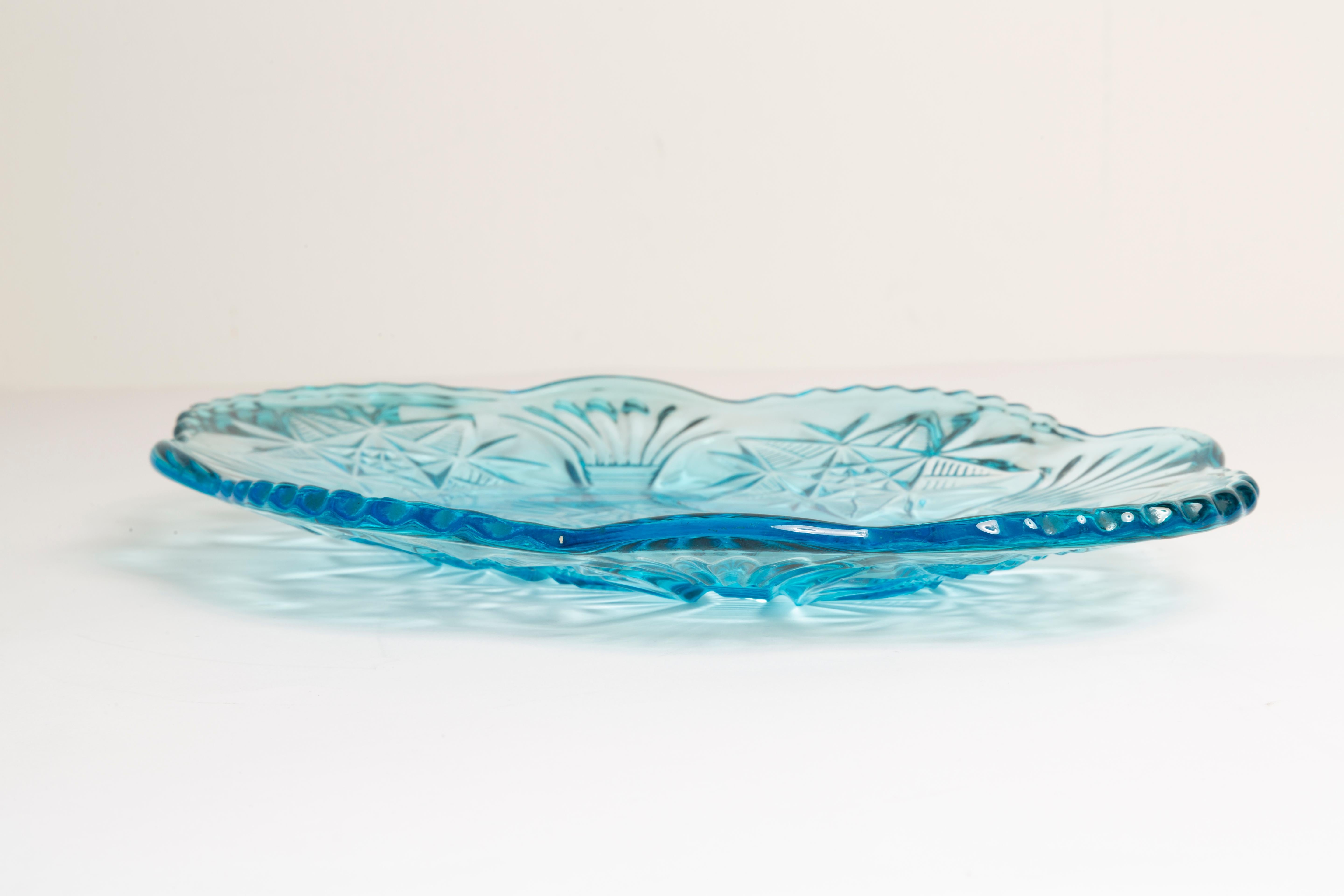 Midcentury Light Blue Decorative Glass Plate, Italy, 1960s For Sale 1