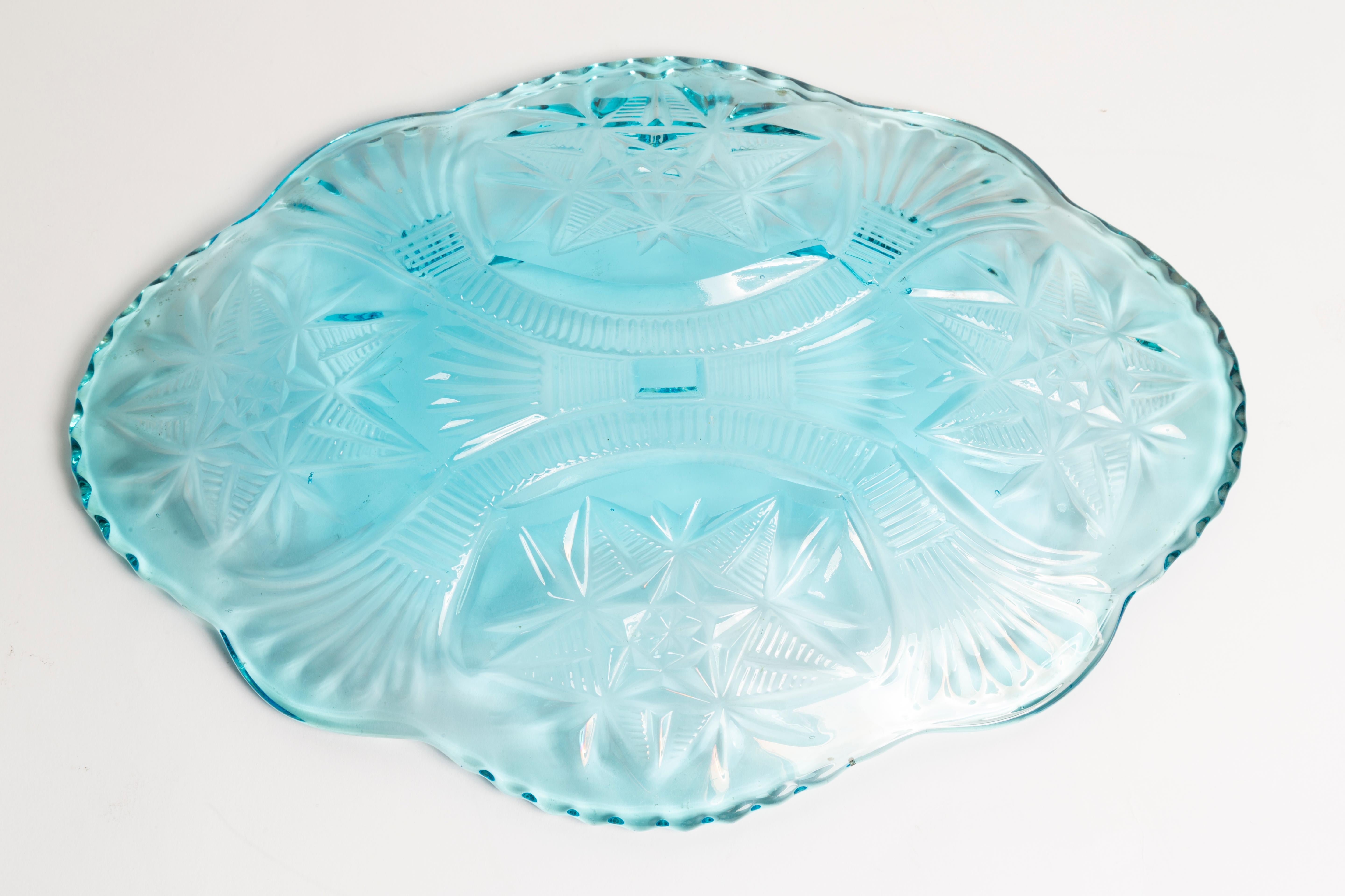 Midcentury Light Blue Decorative Glass Plate, Italy, 1960s For Sale 2