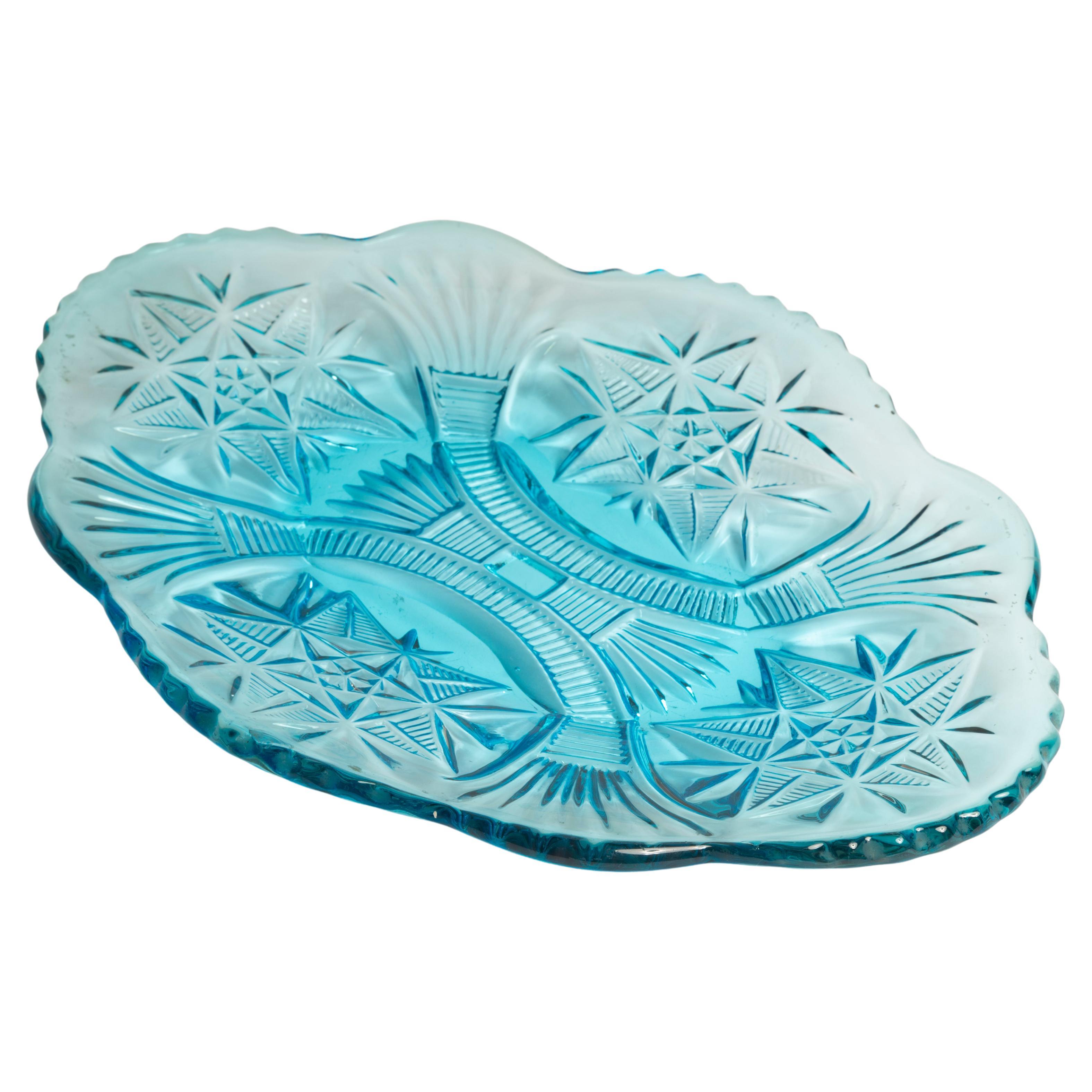 Midcentury Light Blue Decorative Glass Plate, Italy, 1960s For Sale