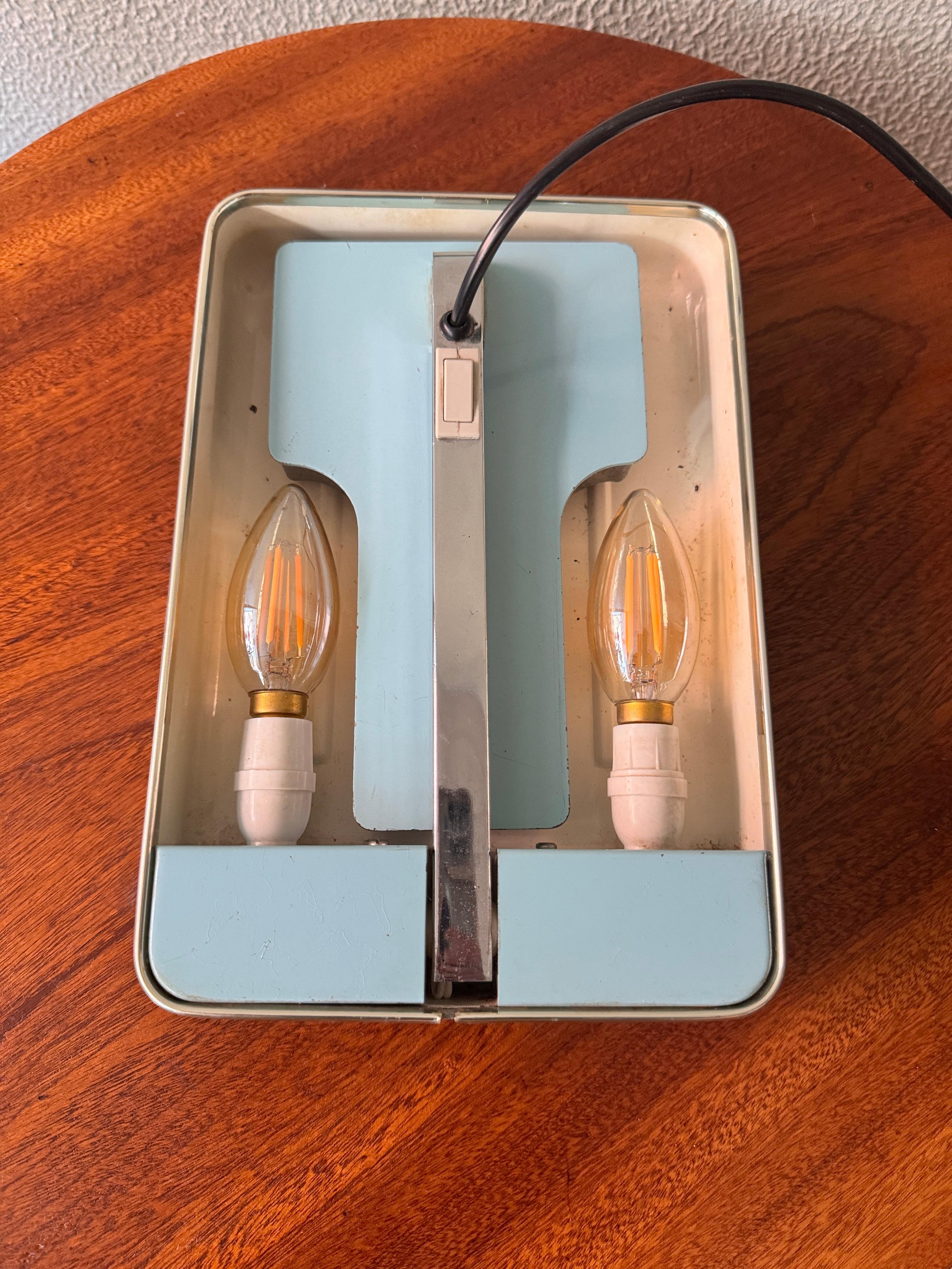 Mid-Century Light Blue Metal 