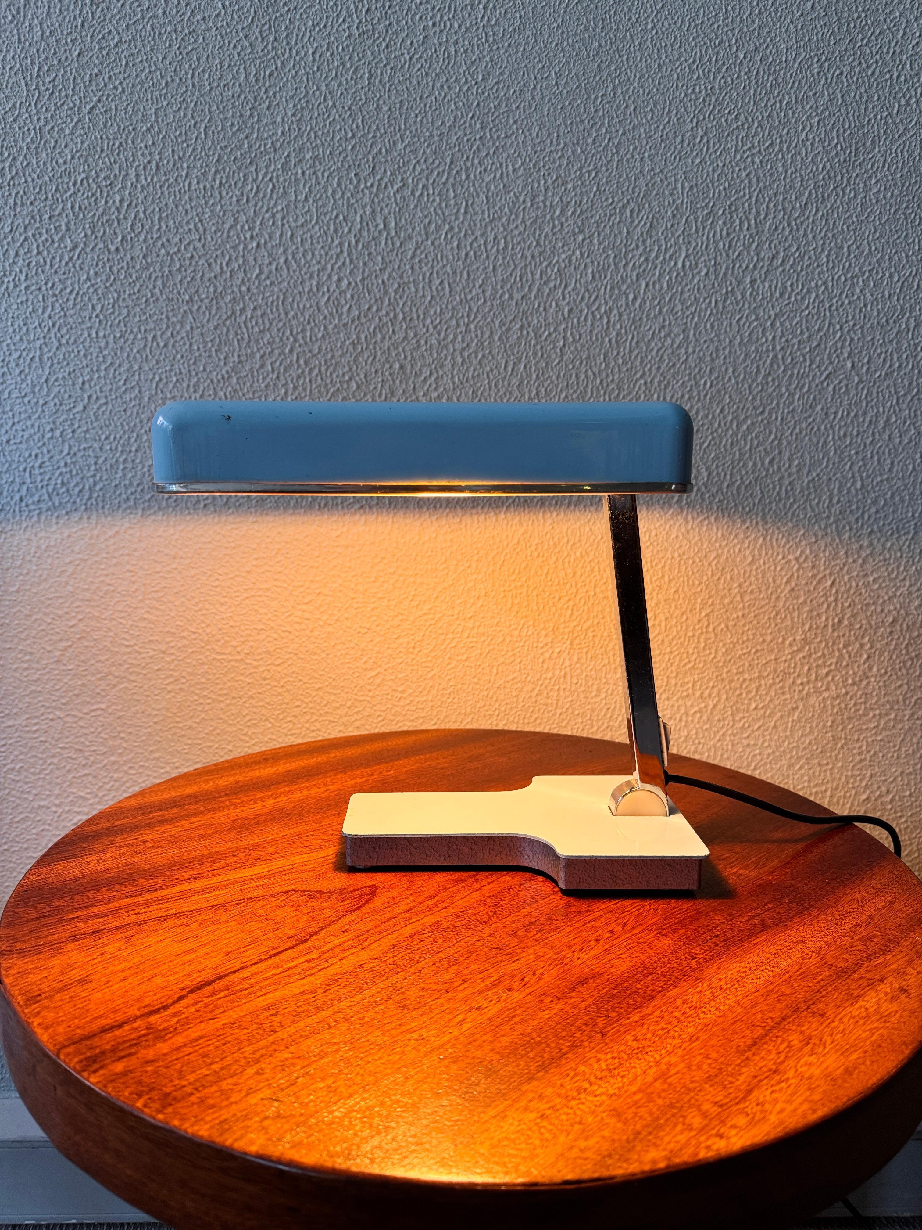 Mid-Century Light Blue Metal 