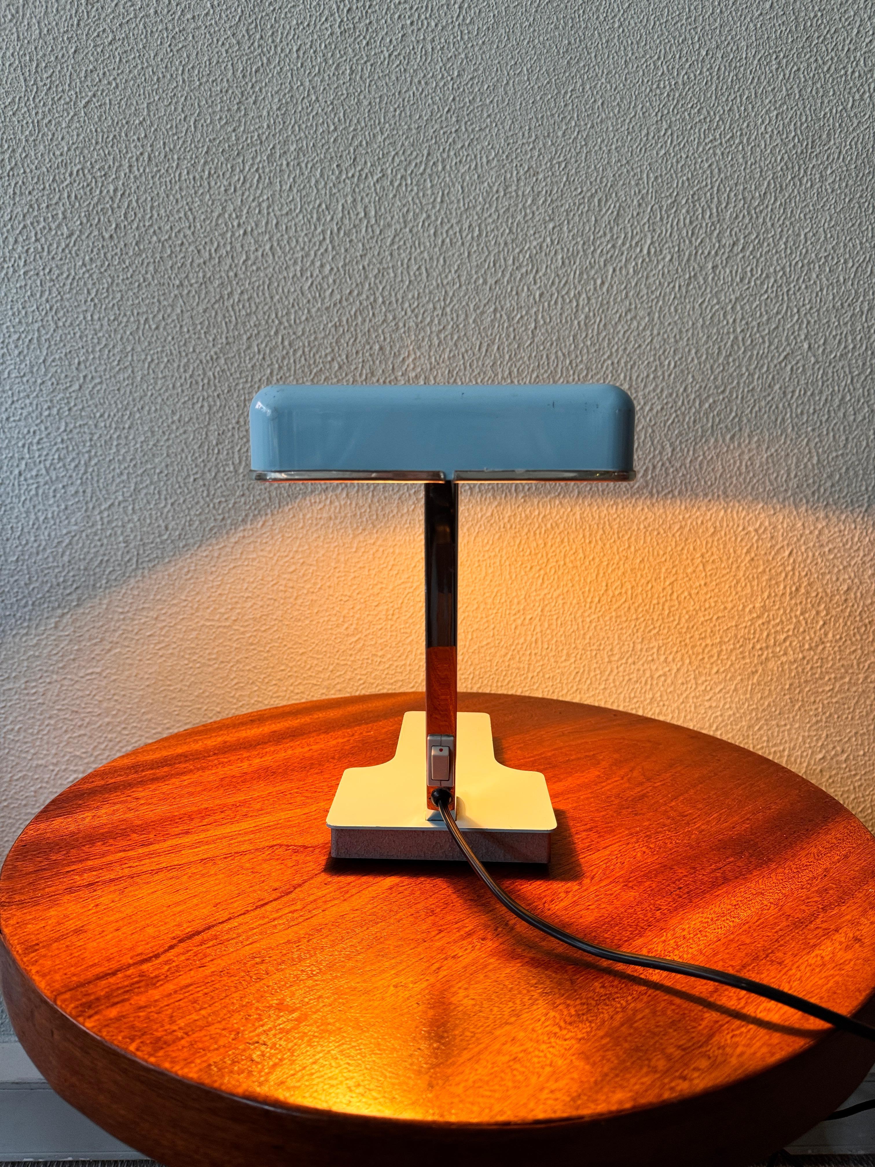 Mid-Century Light Blue Metal 