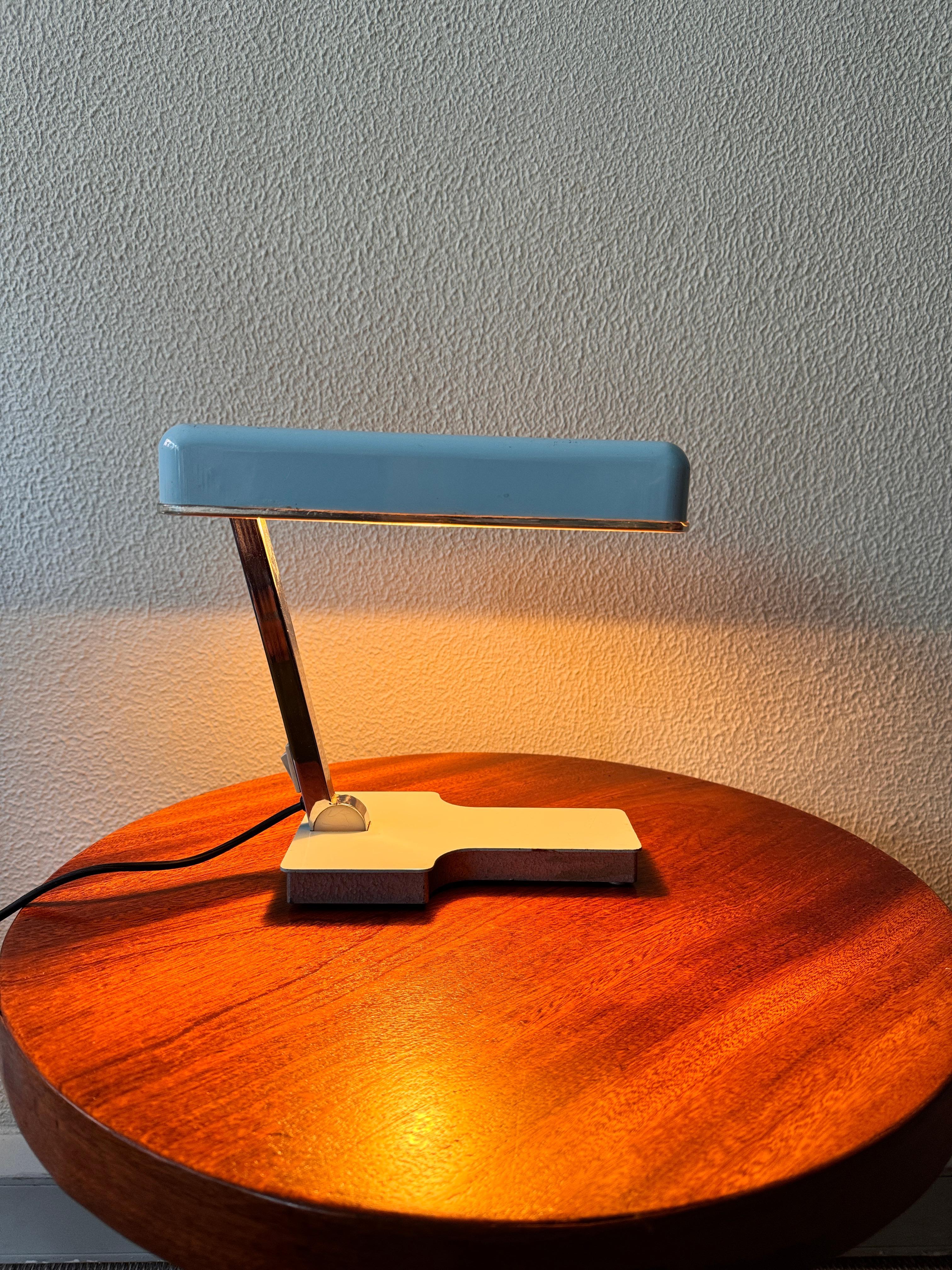 Mid-Century Light Blue Metal 