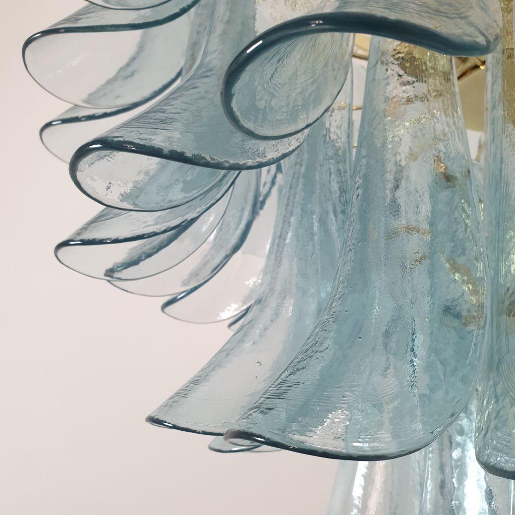 Mid Century Light Blue Murano Glass Chandelier For Sale 4