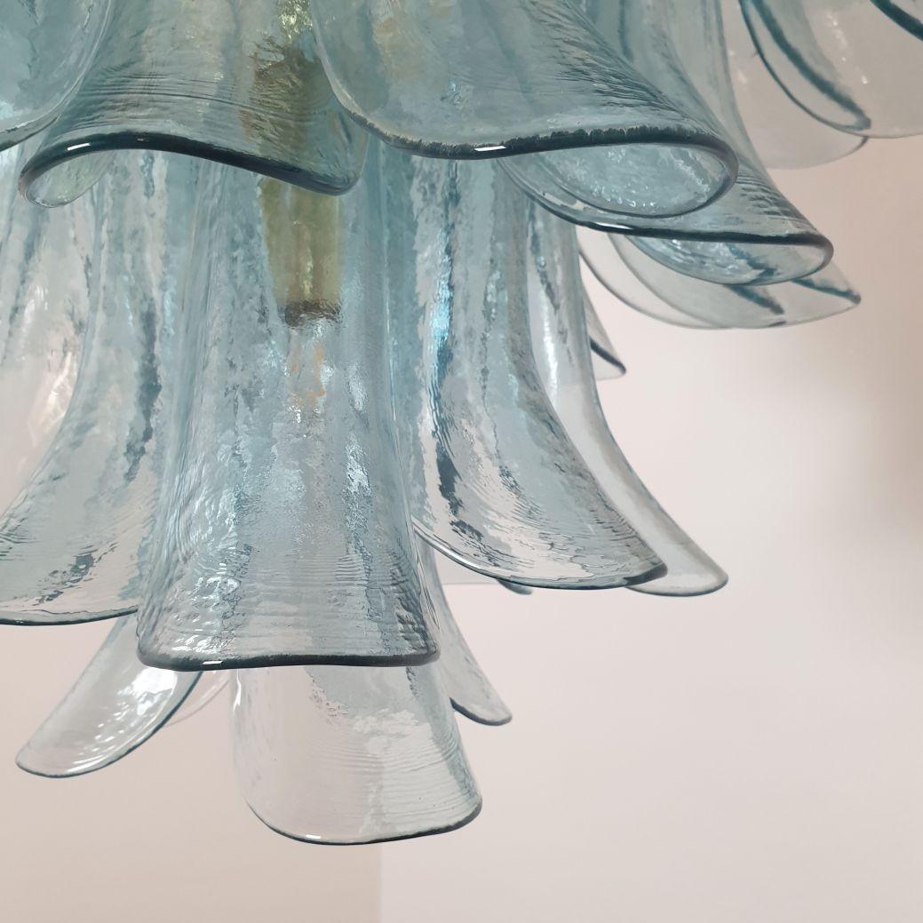 Lampadario in vetro di Murano blu chiaro 4