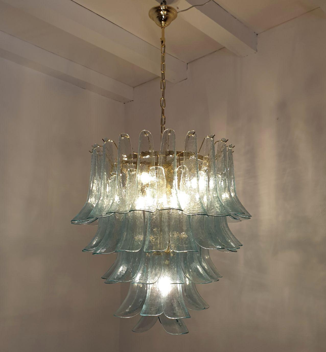 Late 20th Century Light Blue Murano Glass Chandelier For Sale