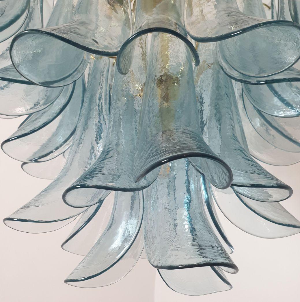Mid Century Light Blue Murano Glass Chandelier For Sale 2