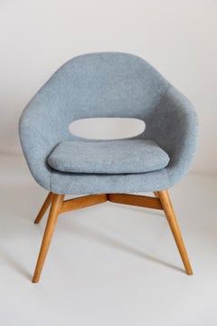 Mid-Century Light Blue Shell Chair, Miroslav Navratil, Czechoslovakia, 1960s
