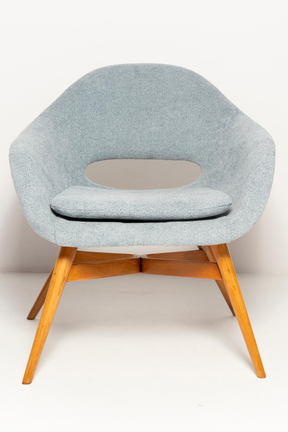 Mid-Century Modern Mid-Century Light Blue Shell Chair, Miroslav Navratil, Czechoslovakia, 1960s For Sale