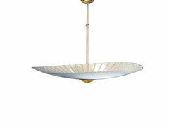 Mid-Century Light Blue Glass Triangle Disc Ceiling Lamp, Doria, 1950s Germany