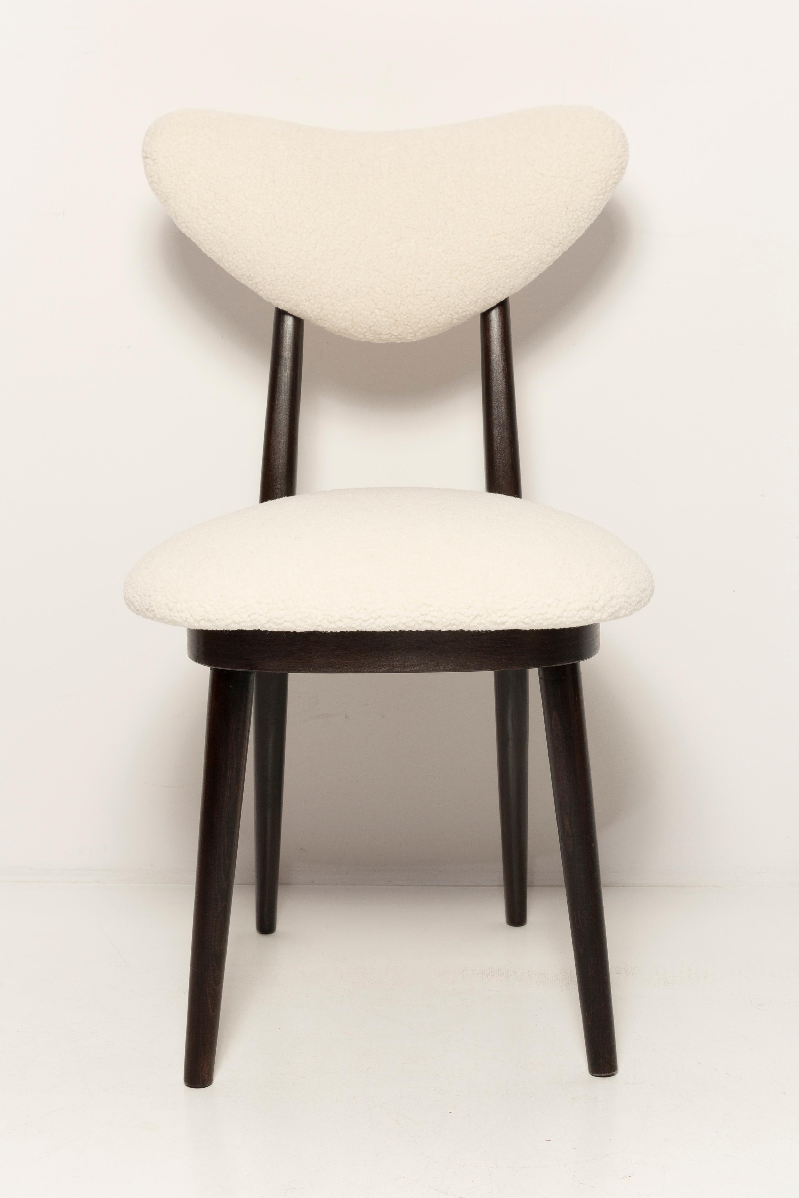 Velvet Midcentury Light Bouclé Heart Chair, Europe, 1960s For Sale