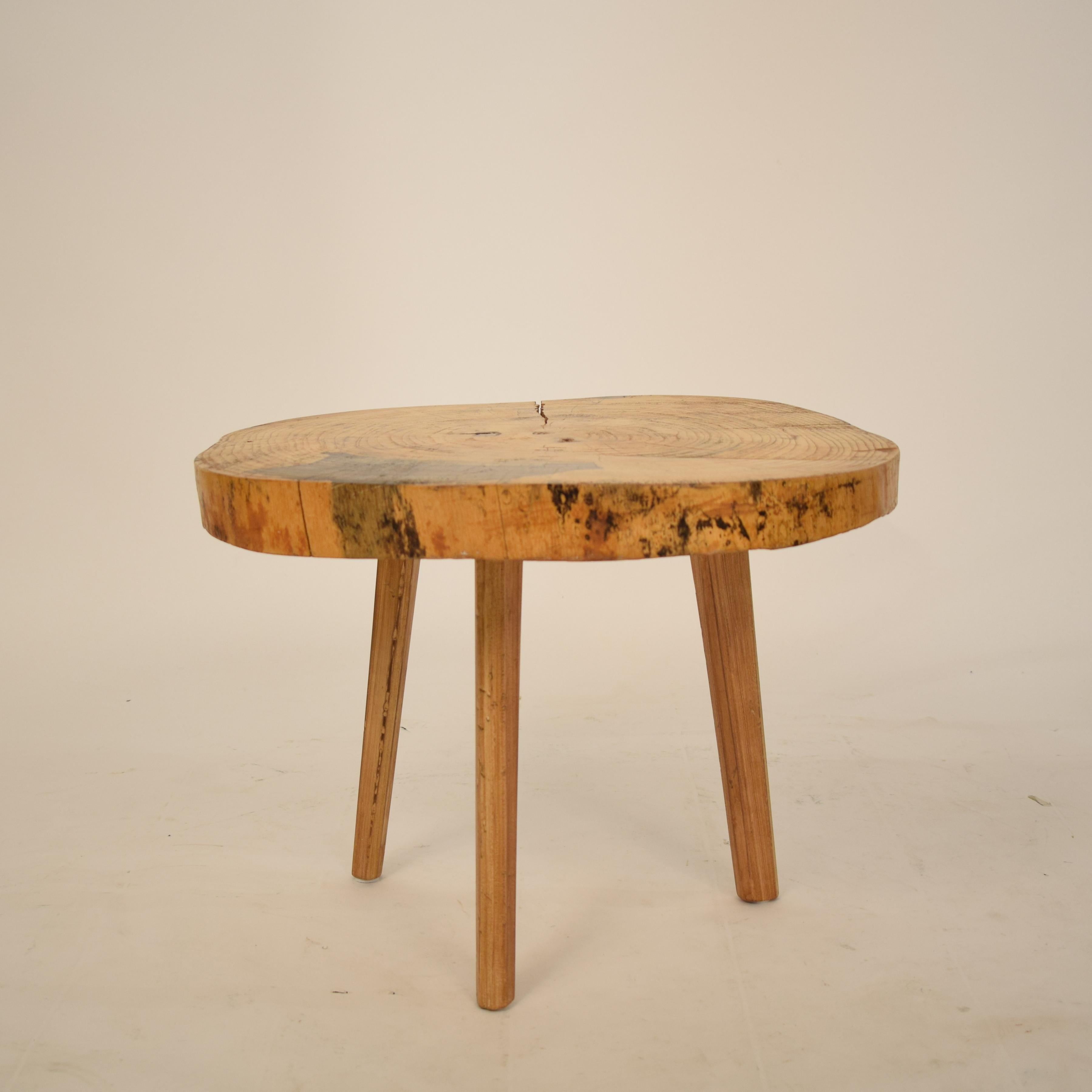 Midcentury Light Brown Three Leg Wabi Sabi Tree Trunk Side / Coffee Table 4