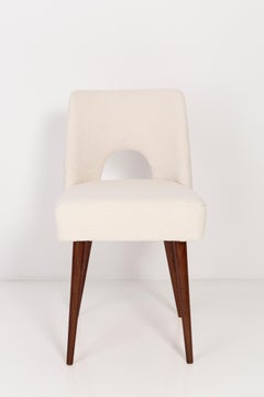 Pair of Mid Century Light Crème Boucle 'Shell' Chairs, Europe, 1960s