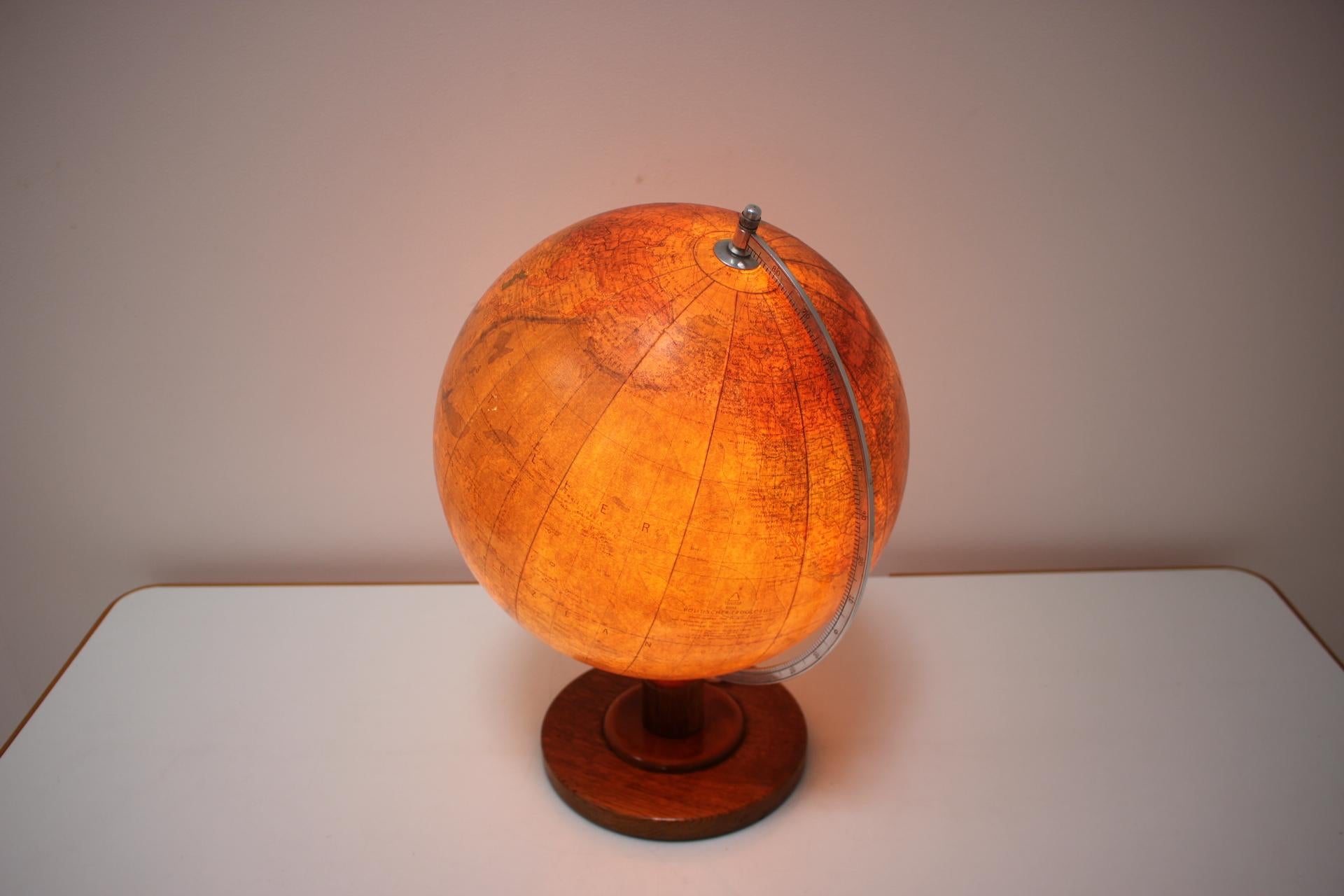 Mid-Century Light Glass Globe with Wooden Base by Paul Rath, 1950s For Sale 2