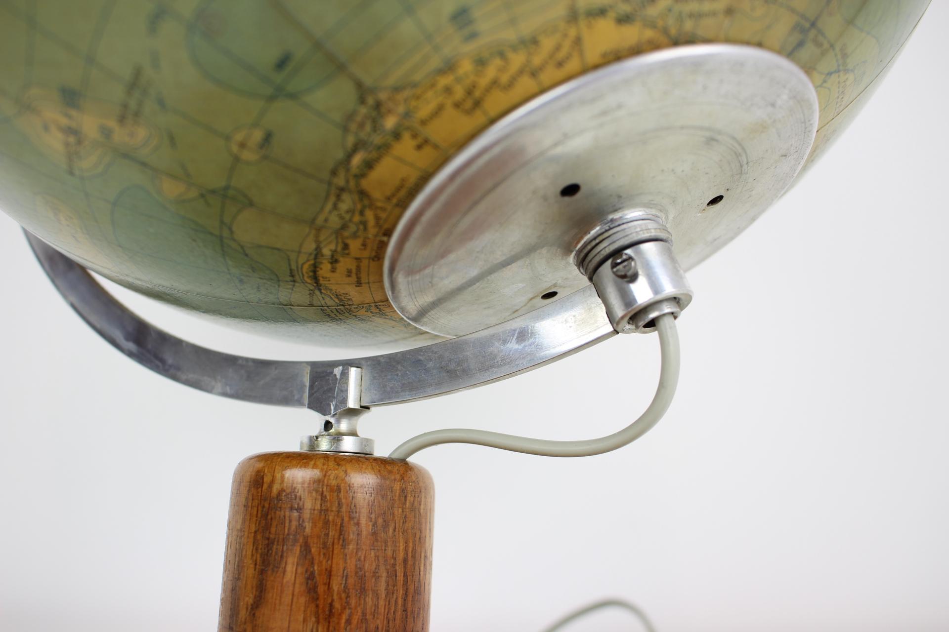 Mid-Century Modern Mid-Century Light Glass Globe with Wooden Base by Paul Rath, 1950s For Sale