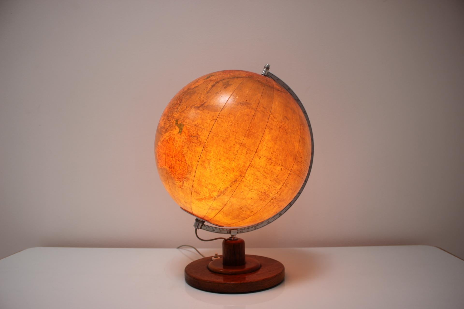 Mid-20th Century Mid-Century Light Glass Globe with Wooden Base by Paul Rath, 1950s For Sale