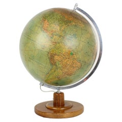Mid-Century Light Glass Globe with Wooden Base by Paul Rath, 1950s