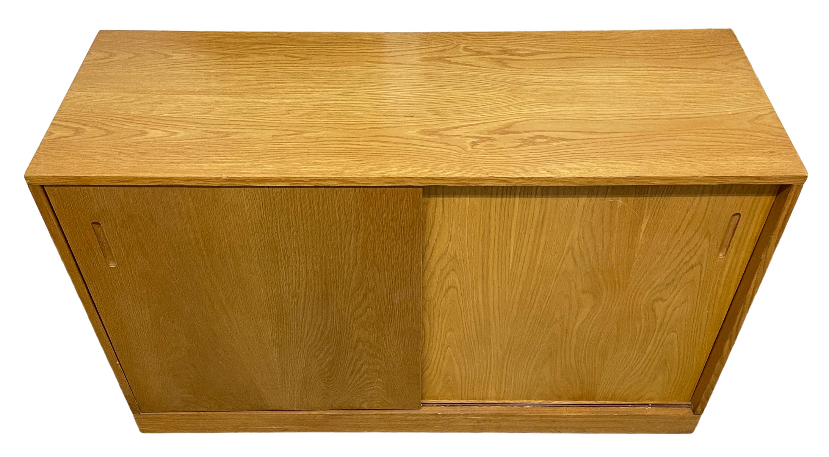 Mid-Century Modern Mid Century Light Oak Danish Modern 4' Credenza with 6 Adjustable Shelf Bookcase For Sale
