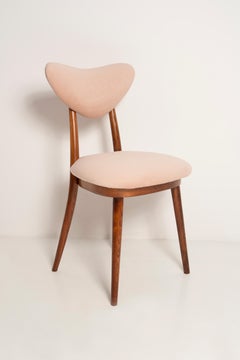 Sedia a cuore in velluto rosa chiaro di metà secolo, Europa, anni '60