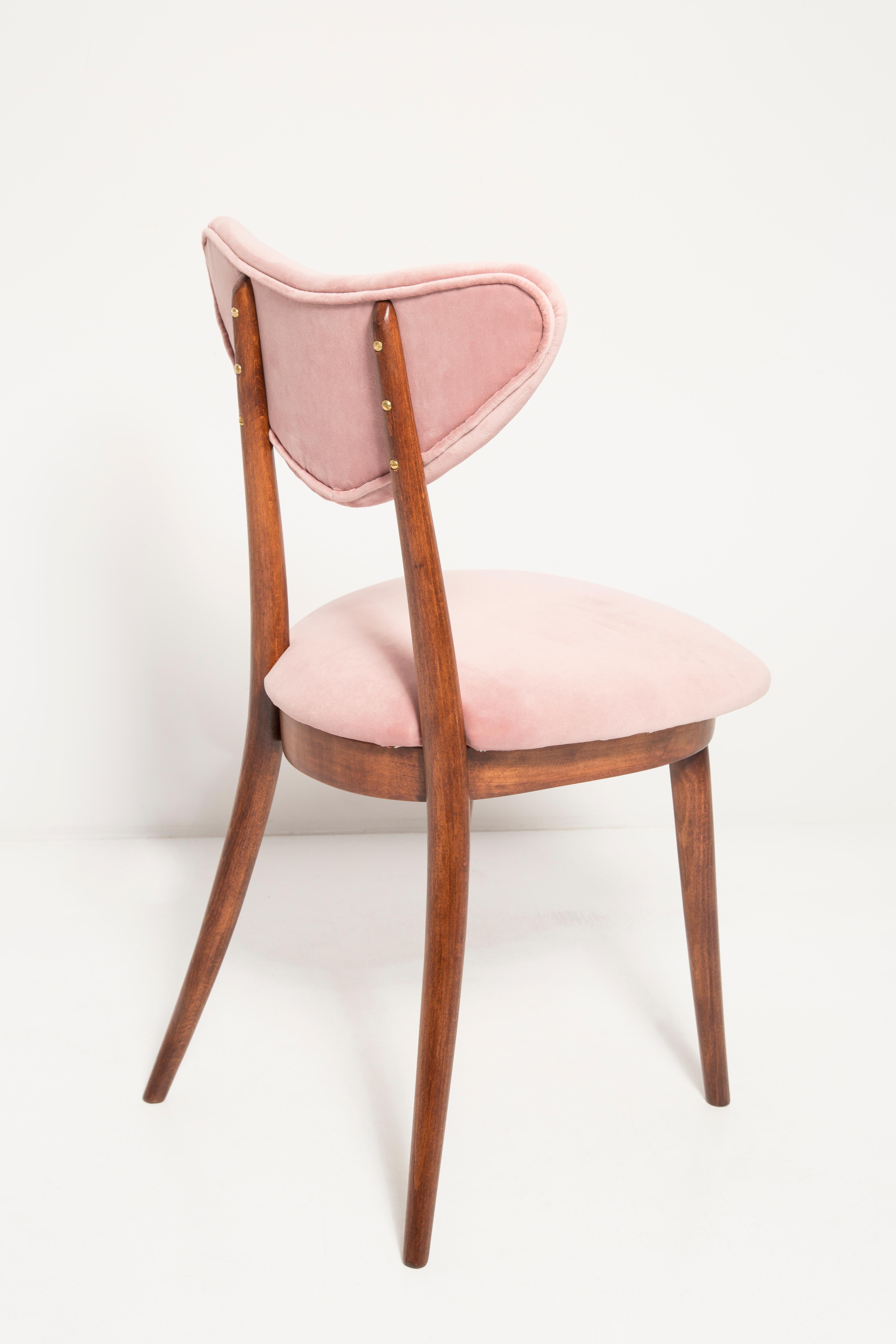 Mid-Century Modern Chaise en forme de cœur en velours rose clair, Europe, années 1960 en vente