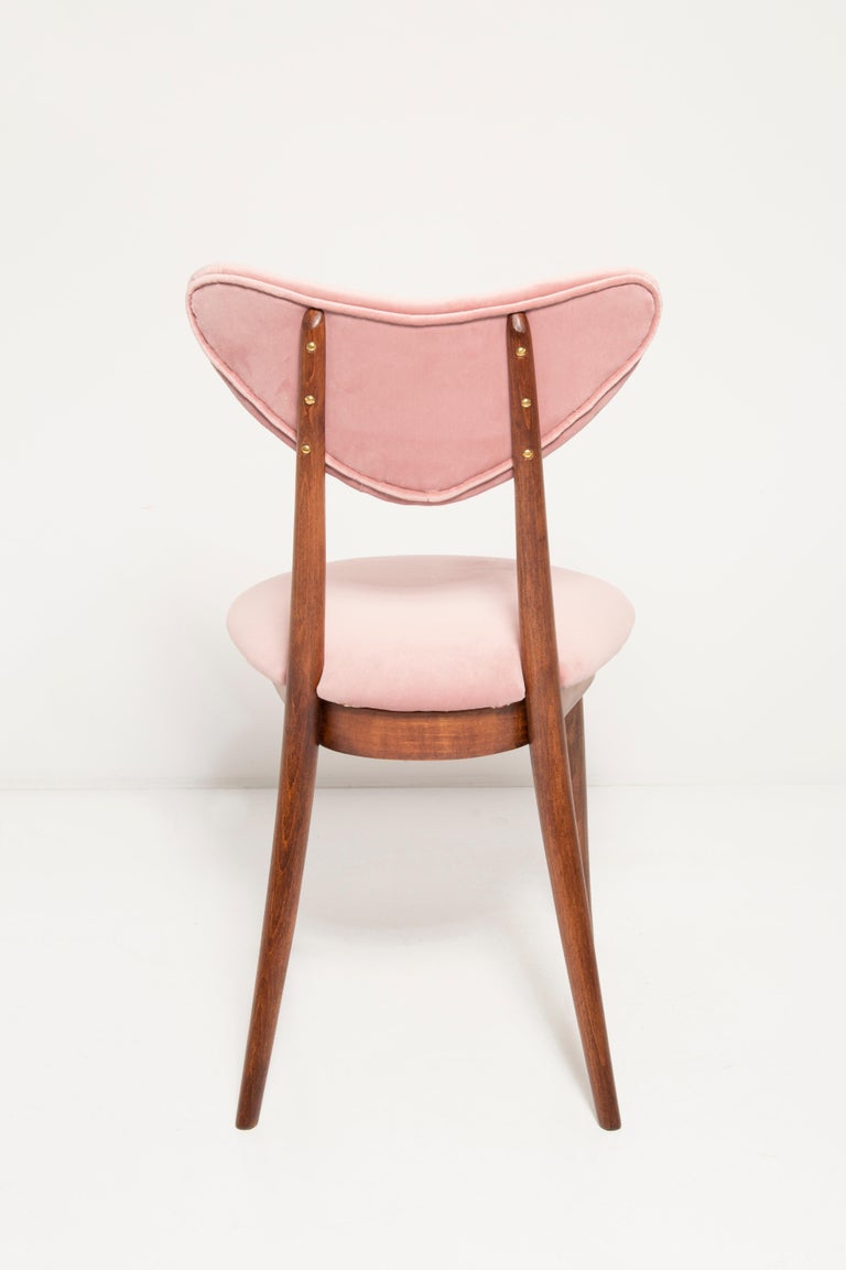 Mid Century Light Pink Velvet Heart Chair, Europe, 1960s For Sale at