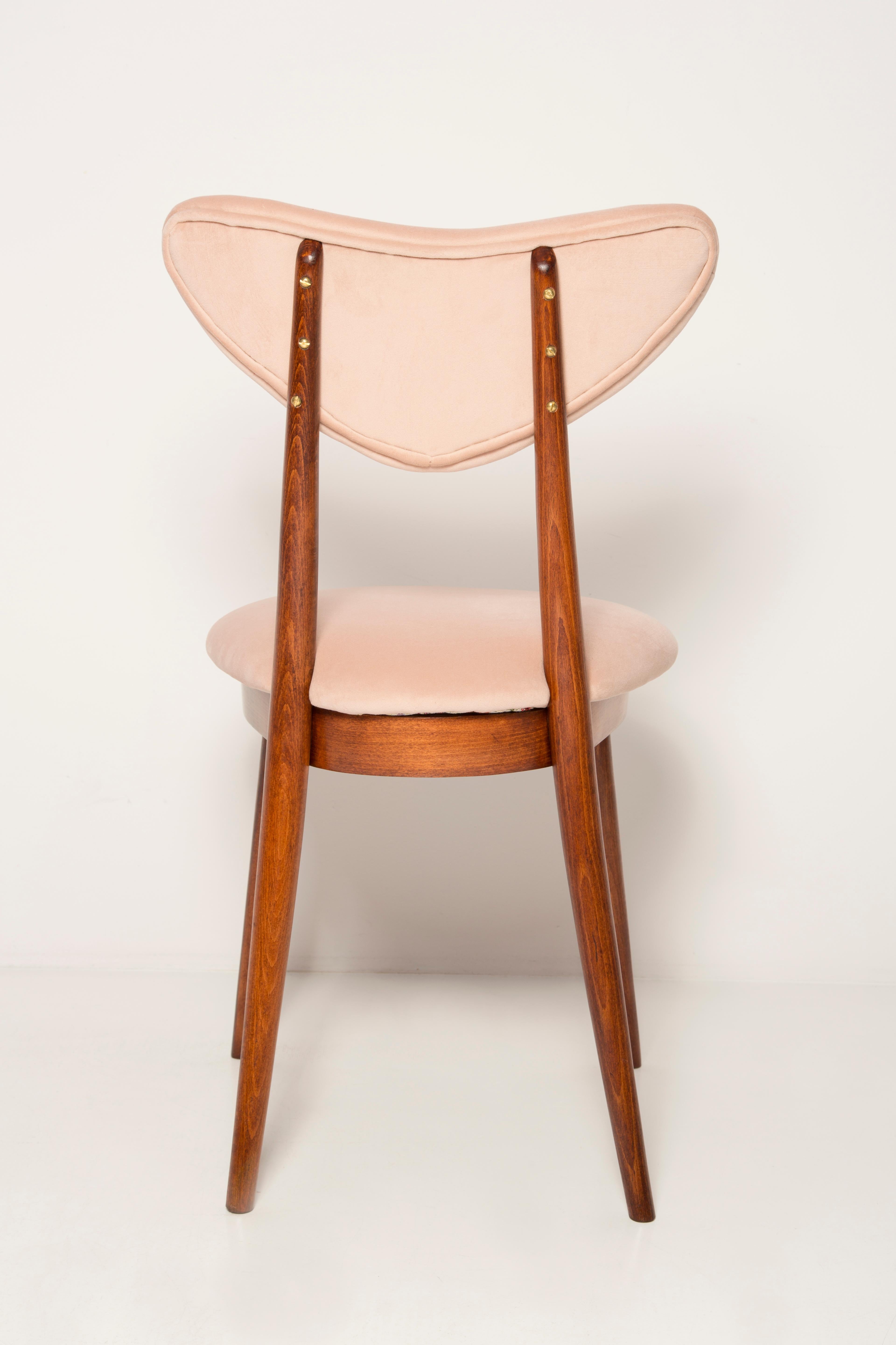 Polish Mid Century Light Pink Velvet Heart Chair, Europe, 1960s For Sale