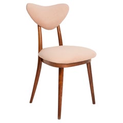Mid Century Light Pink Velvet Heart Chair, Europe, 1960s