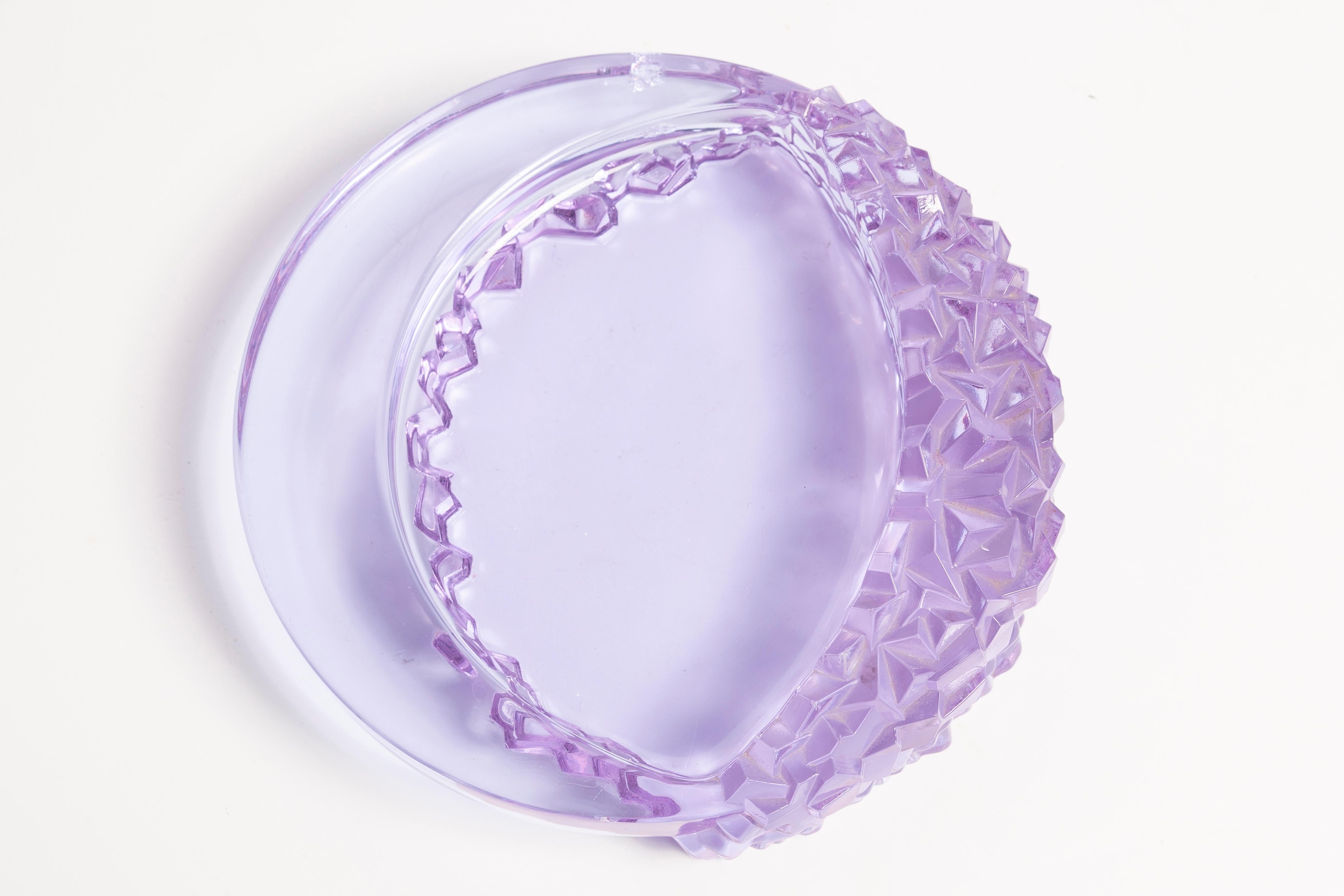 20th Century Mid Century Light Purple Glass Bowl Ashtray Element, Italy, 1970s For Sale