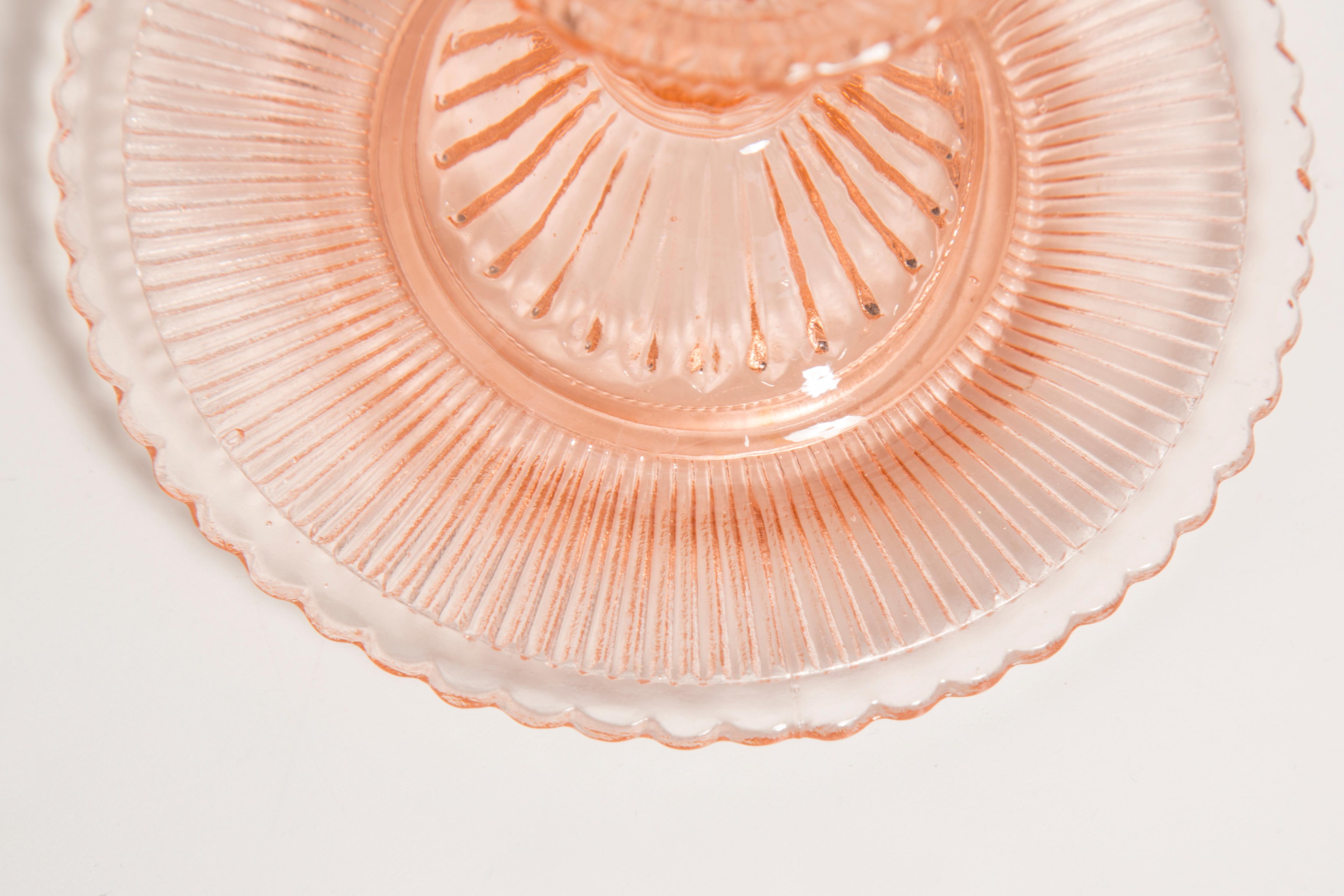 Mid-Century Light Rose Glass Candlestick, Europe, 1960s For Sale 4