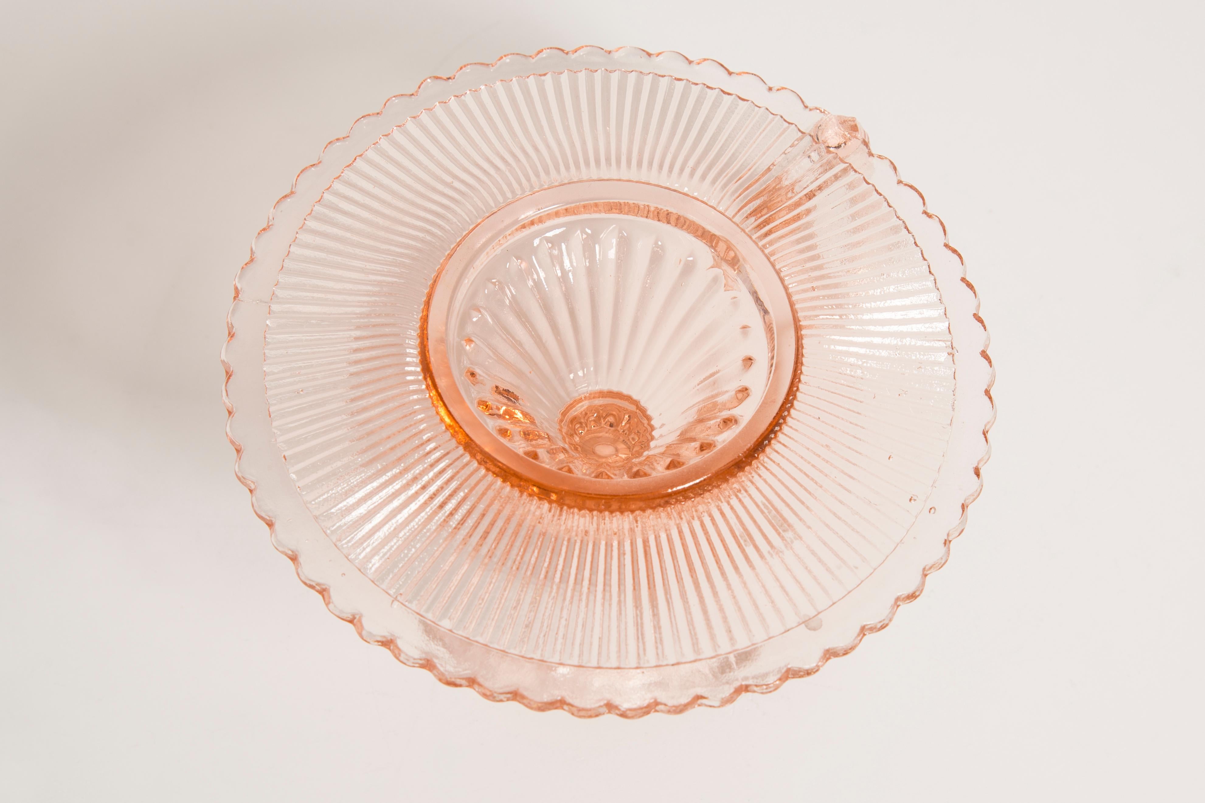 Mid-Century Light Rose Glass Candlestick, Europe, 1960s For Sale 10