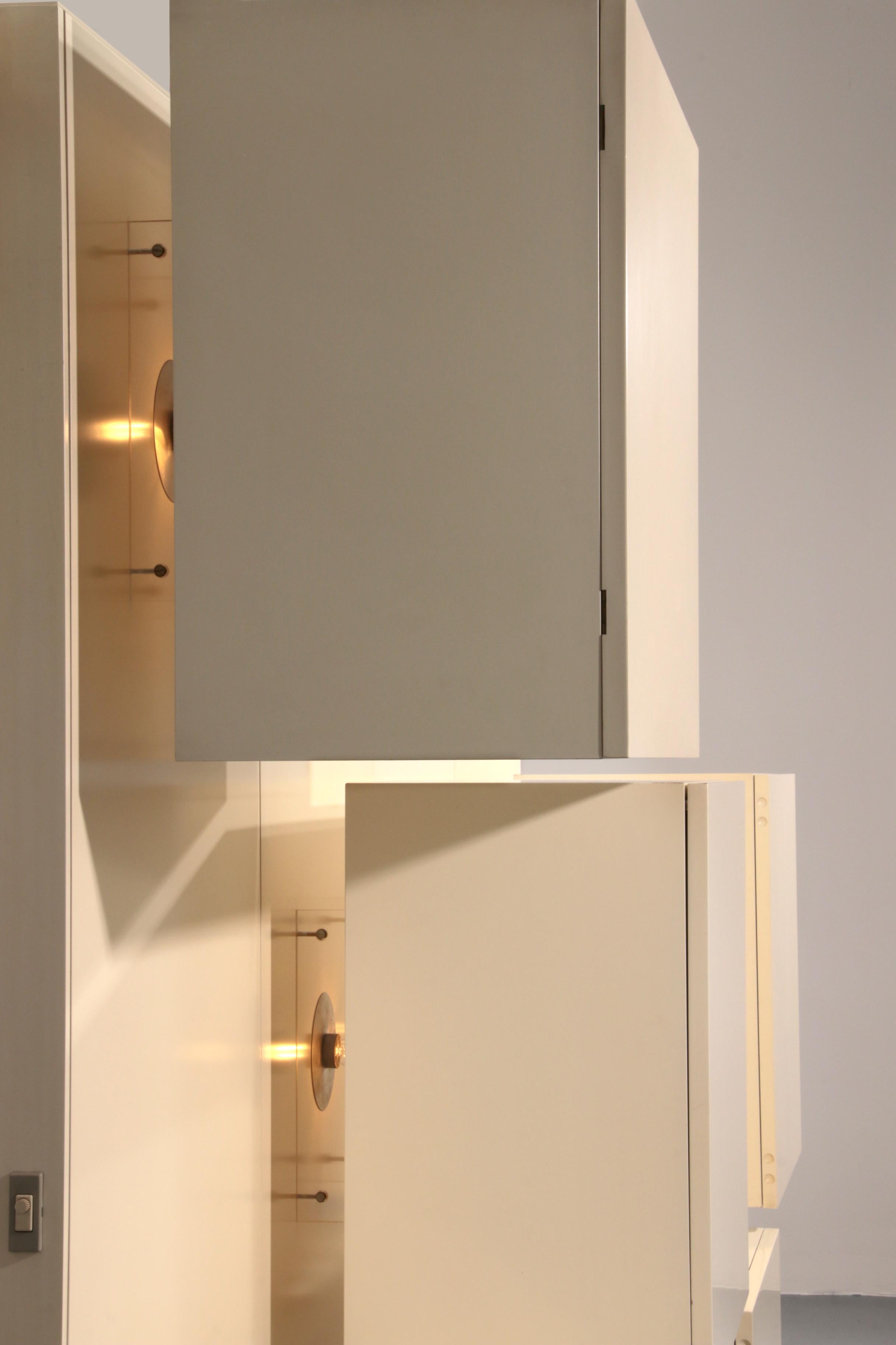 Smoked Glass Mid-Century Lighting Wall Unit by Roberto Monsani for Acerbis, 1970s