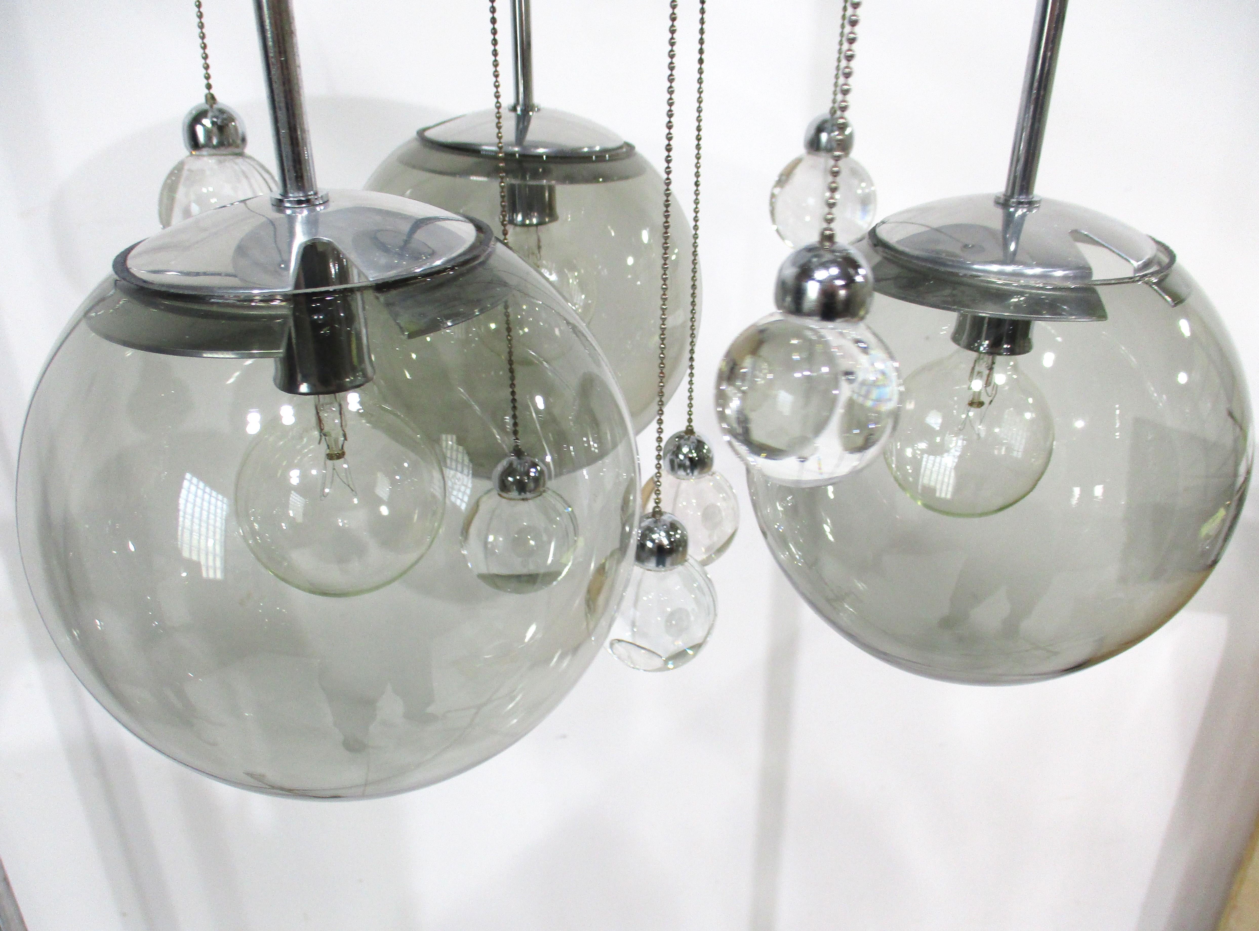Vetro Lightolier Plafoniera a bolle sospesa del metà del secolo scorso  (A) in vendita