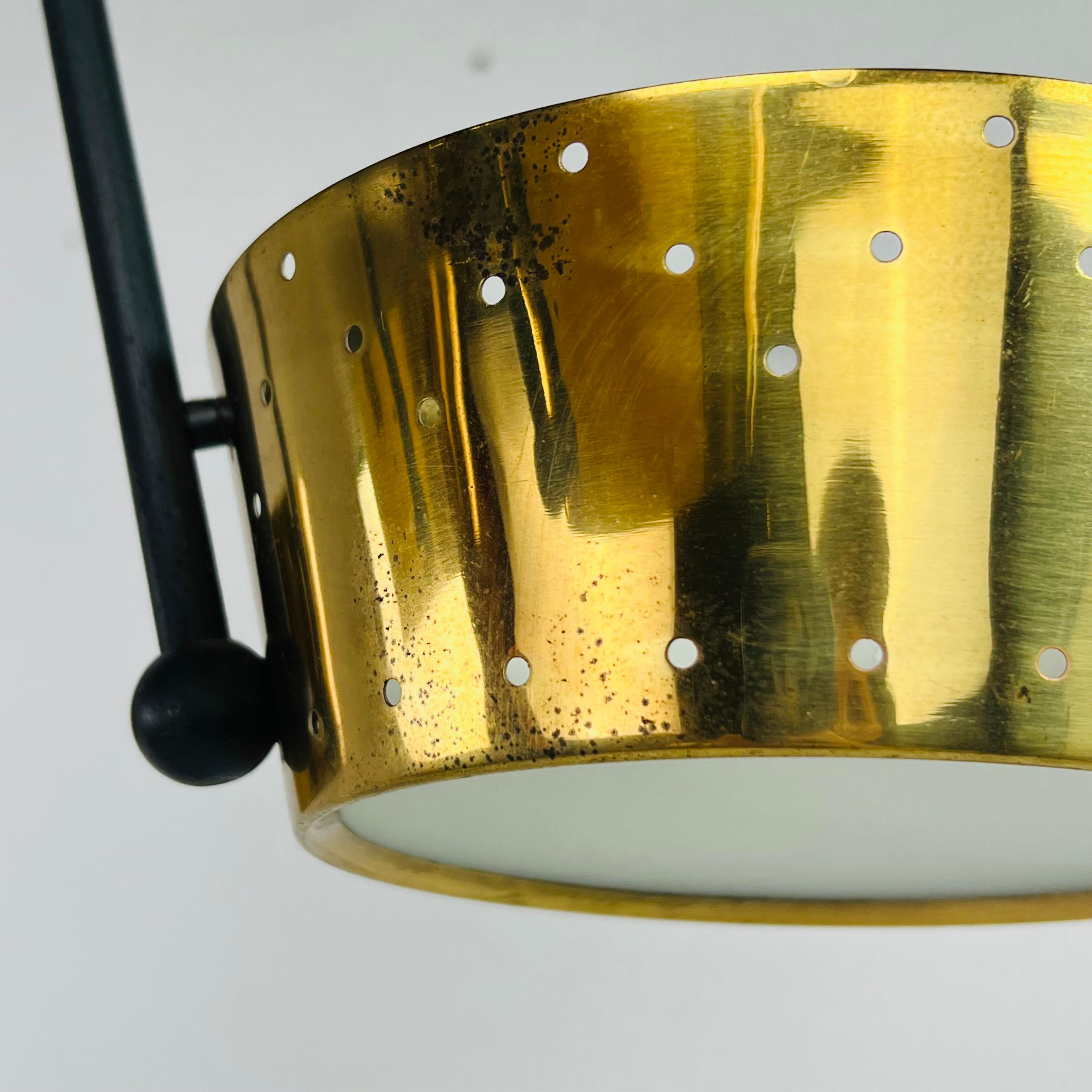 Mid Century Lightolier Pierced Brass Chandelier For Sale 4