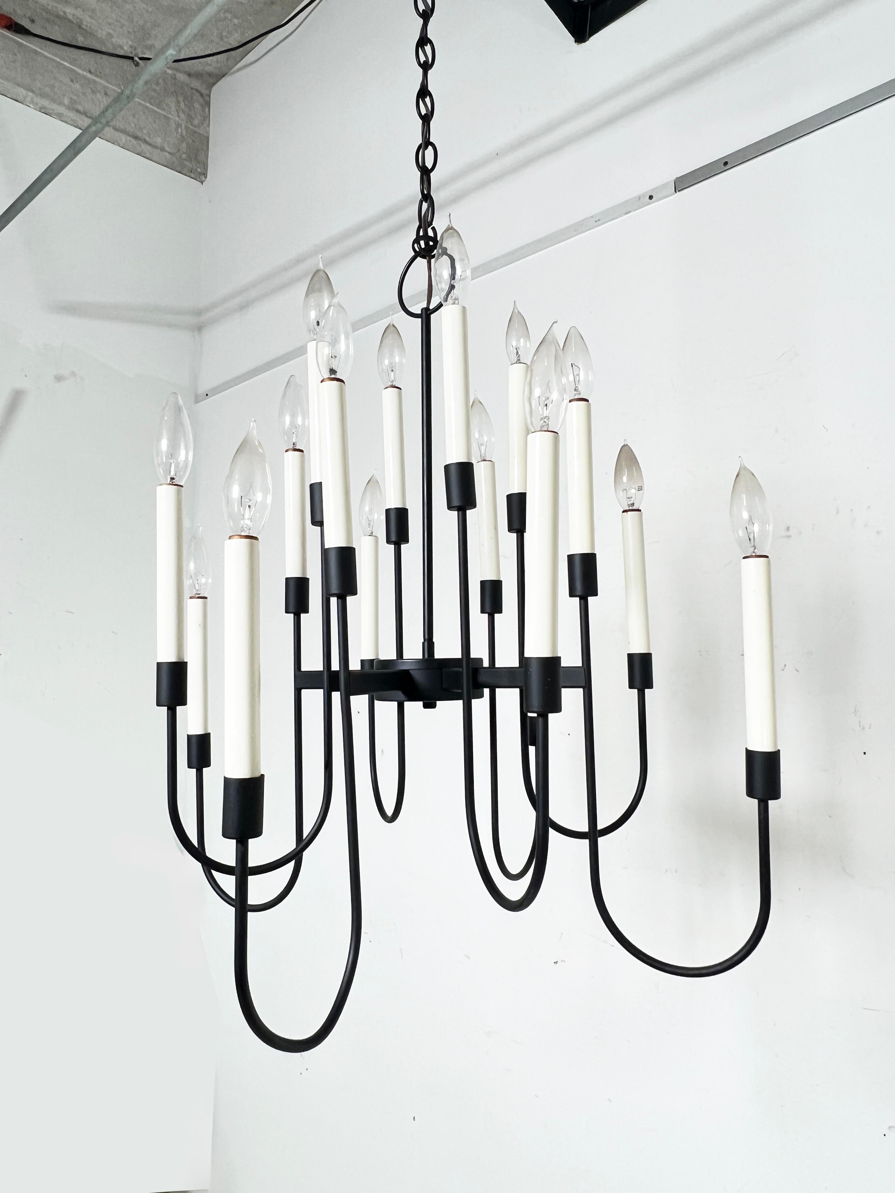 Acier Lustre à seize ampoules Lightolier du milieu du siècle, Circa 1960s en vente