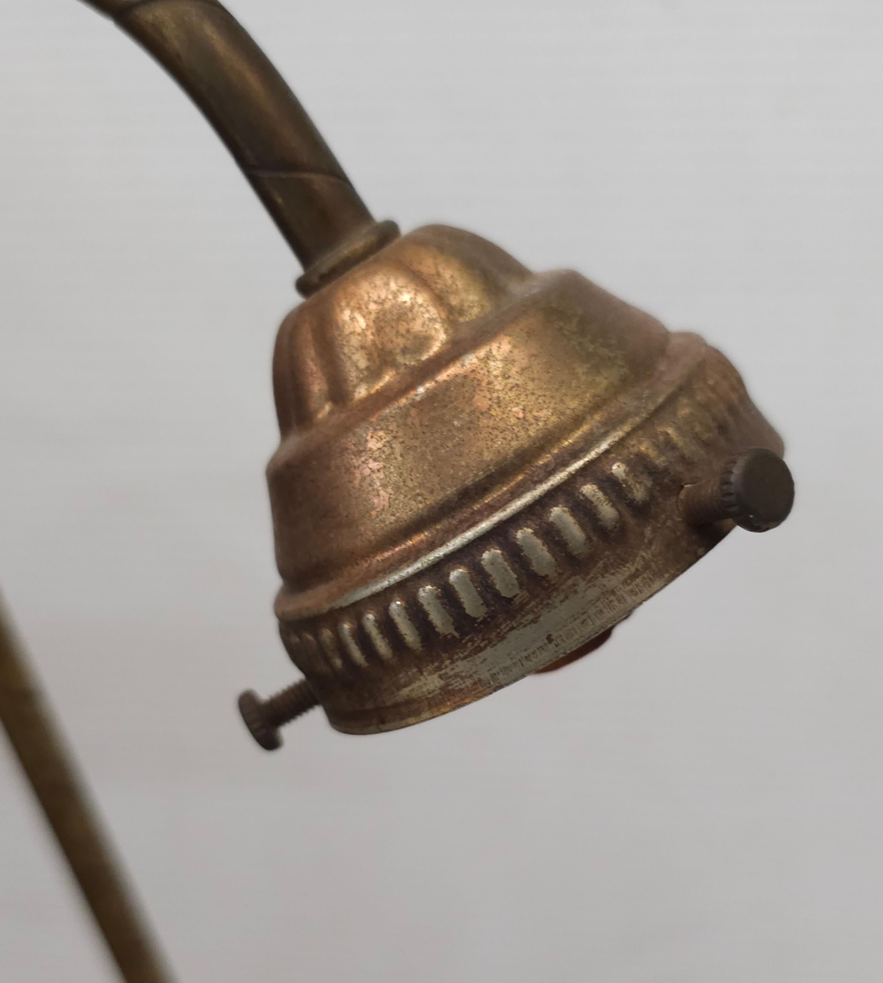 Metalwork Mid Century Lily Base Dual Light Table Desk Lamp For Sale