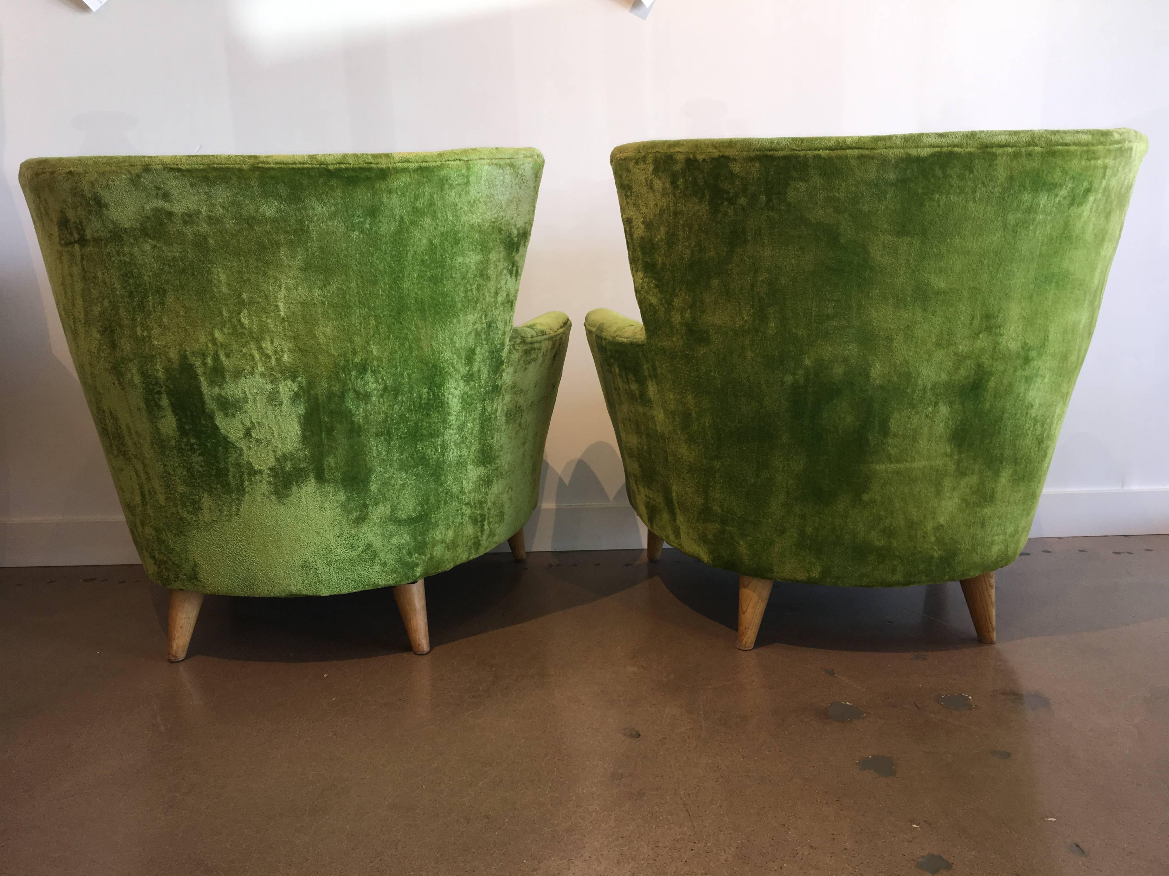 This pair of fanciful lime green chairs have a story to tell! They are part of the rat pack scene from somewhere in Palm Springs and look the part. Sold separately or as a pair.