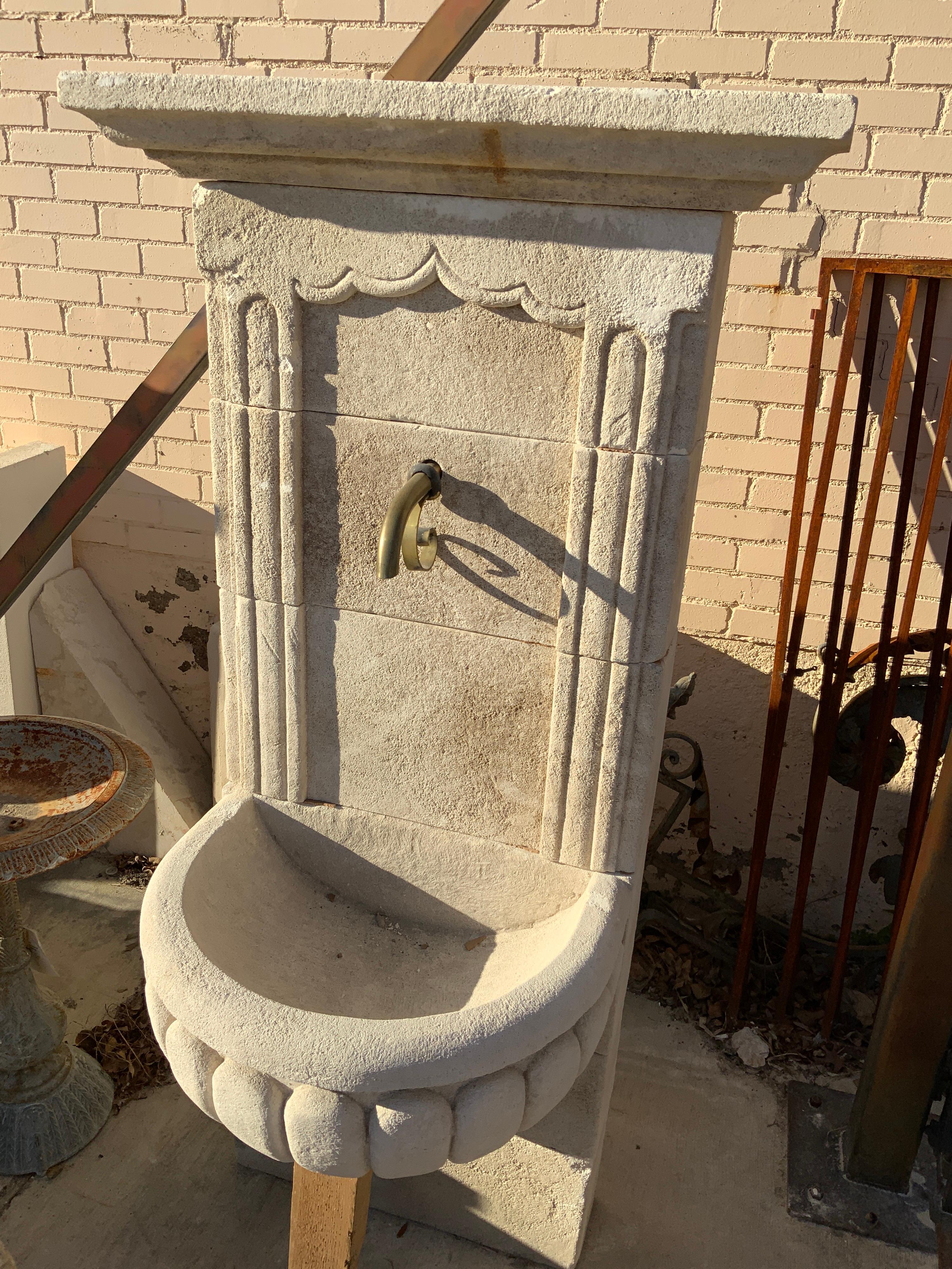 French Mid-Century Limestone Fountain