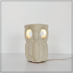 Mid-century limestone Owl Lamp by Albert Tormos , France, 1970s