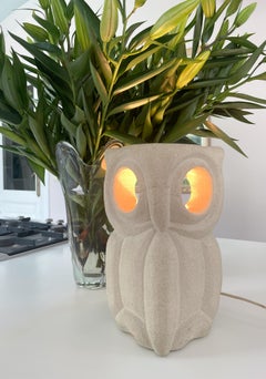 Mid-Century Limestone Owl Lamp by Albert Tormos, France, 1970s